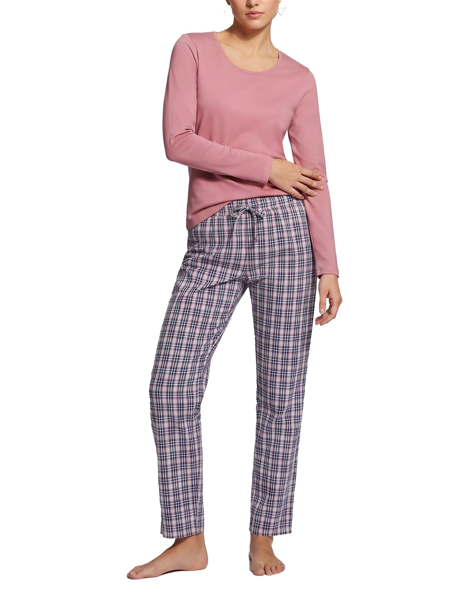 Ammann Pyjama Damen langarm Shirt, lange Flanellhose Night & Rel (Packung, 1 tlg) Modal & Baumwolle, seidig weich, Nachtwäsche und Homewear Set