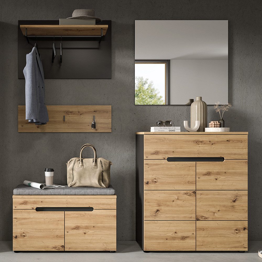 Lomadox Garderoben-Set CORTONA-158, (Spar-Set, 4-St., Garderobenpaneel Flur günstig online kaufen
