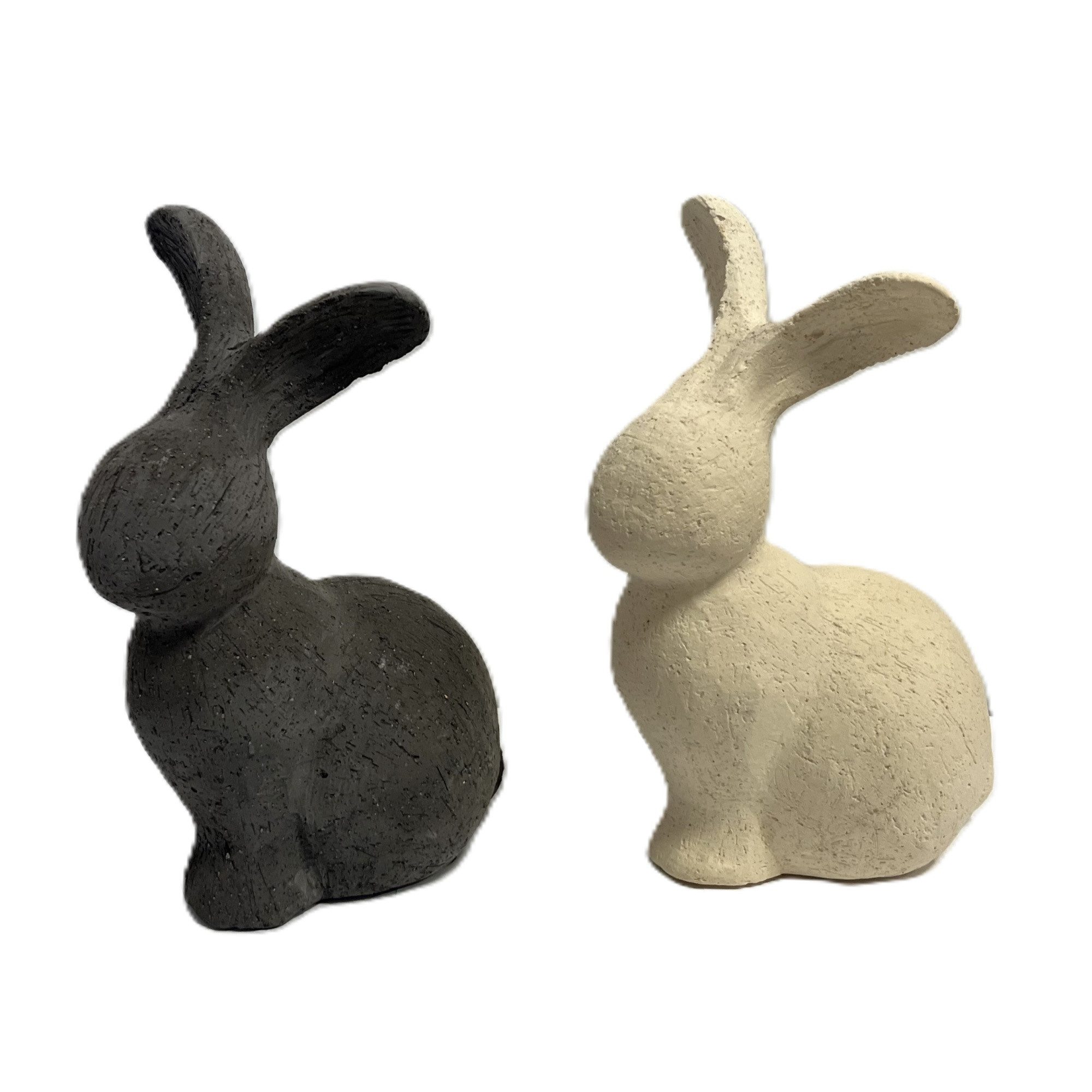 Wurm Osterhase Hase Ostern Beton Optik Grau Beige Modern 2er Set 21 cm (2 St), Betonoptik