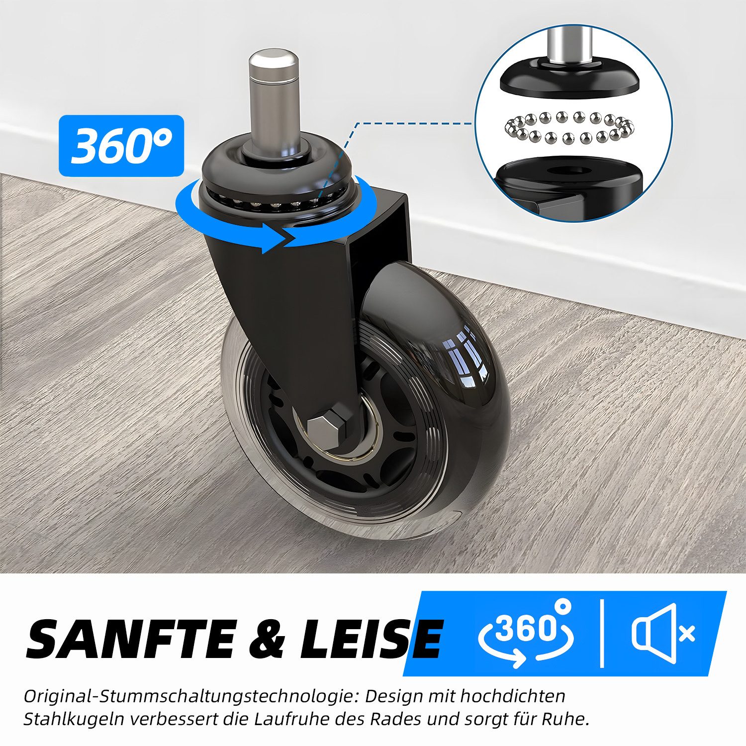 Hiazurm Lenkrolle Rollen 5er-Set, Rollen für Bürostühle, (Ersatzräder für B günstig online kaufen