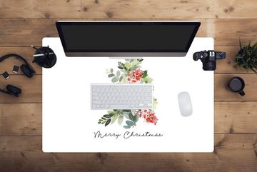 MuchoWow Gaming Mauspad Weihnachtsbaum - Aquarell - Zitat (1-St), Büro für Tastatur und Maus, Mousepad Gaming, 90x60 cm, XXL, Großes