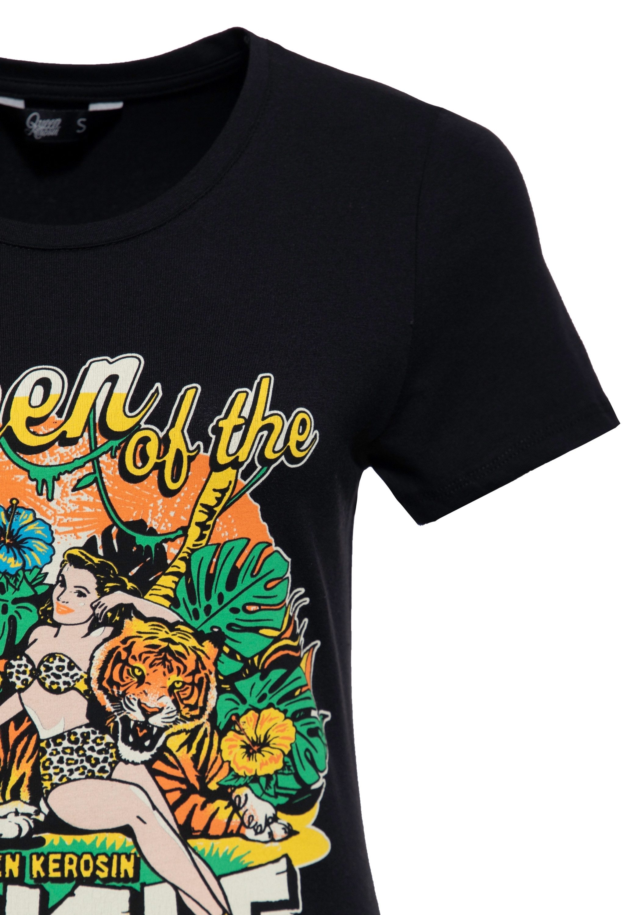 QueenKerosin Print-Shirt Queen of the Jungle (1-tlg) im tropischen Design