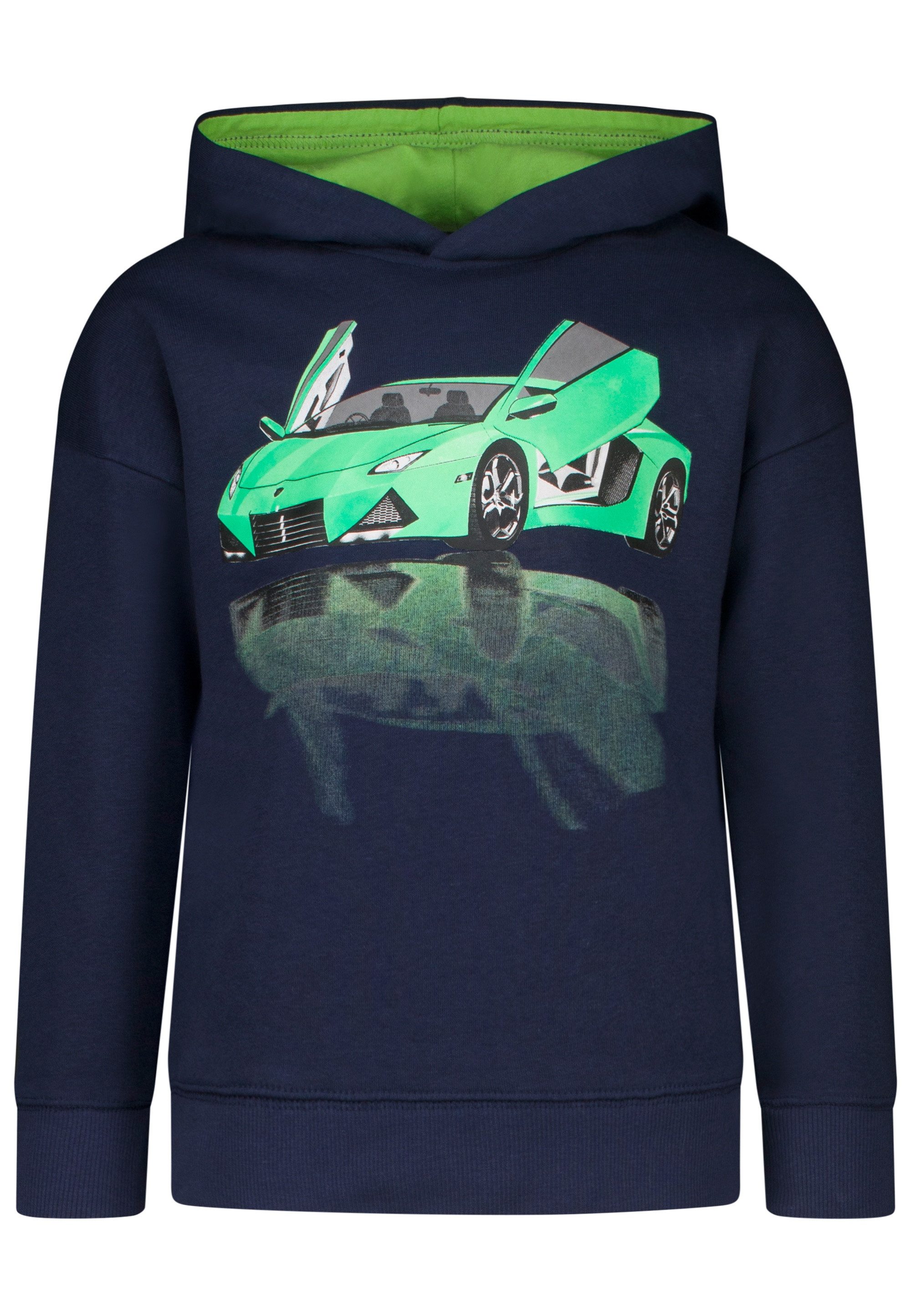 SALT AND PEPPER Kapuzensweatshirt Green Car mit großem Rennwagen-Motiv