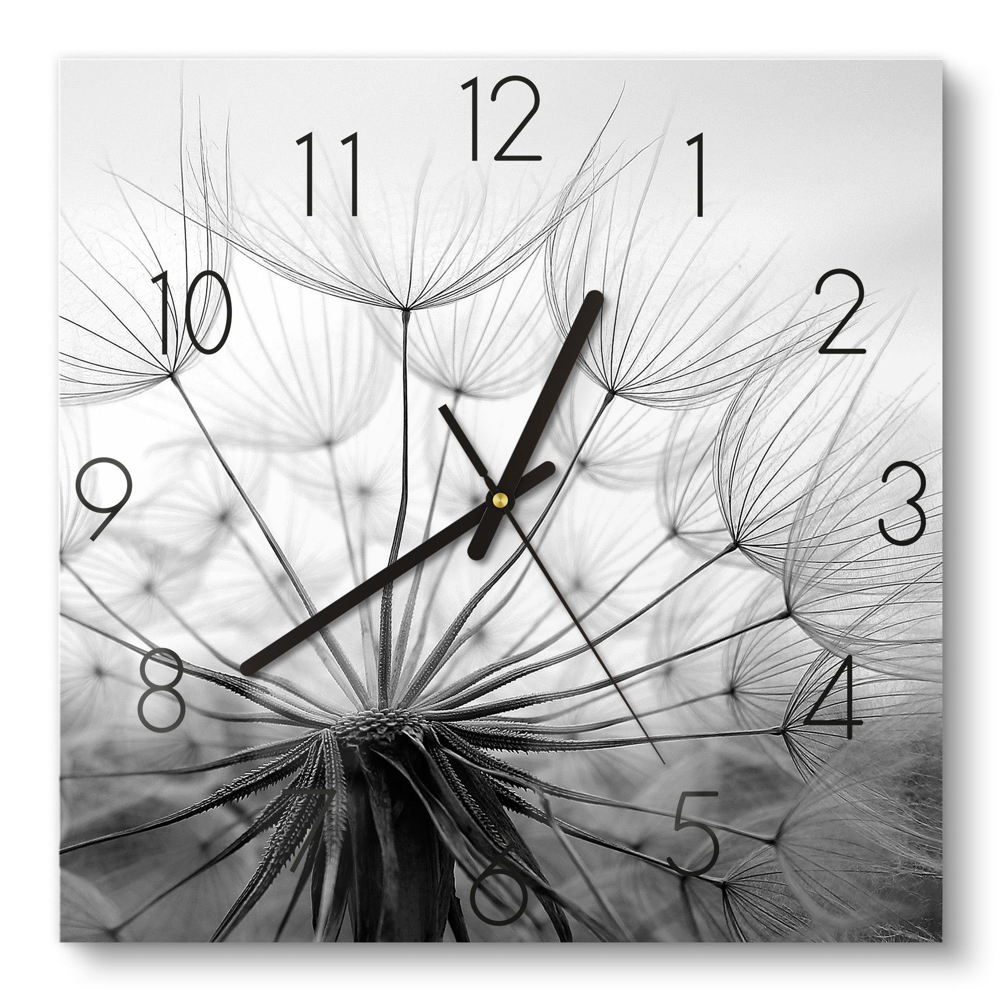 DEQORI Wanduhr 'Pusteblume Nahaufnahme' (Glas Glasuhr modern Wand Uhr Design Küchenuhr)