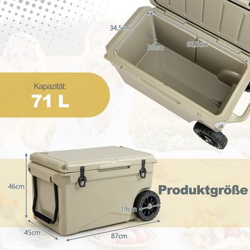 KOMFOTTEU Thermobehälter, 71L Kühlbox, Isolierbox tragbar mit Griff, Rollen & Flaschenöffner