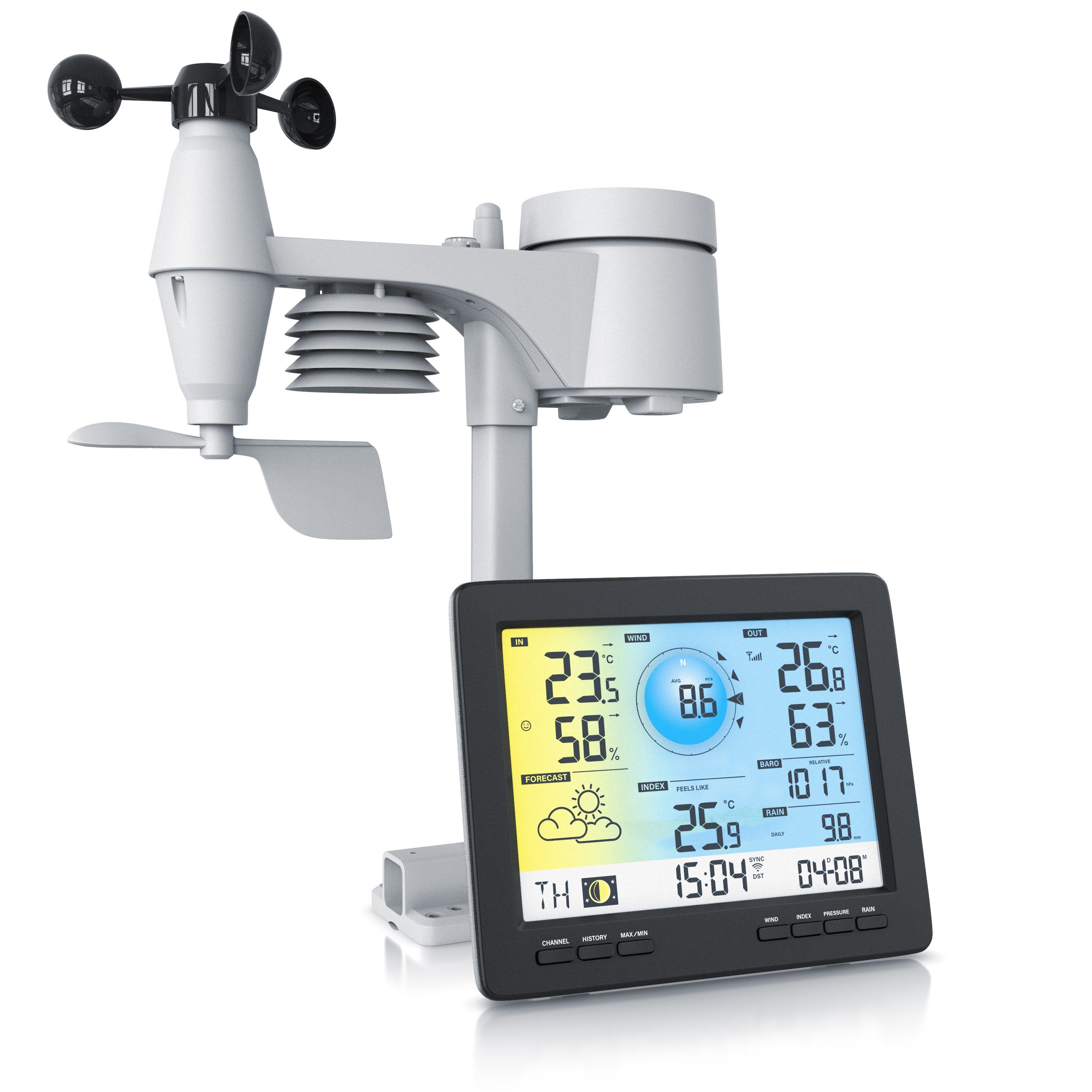 Brandson Wetterstation (mit mit App) Wetterdaten Außensensor, Außen Profi Funkwetterstation Messstation, per