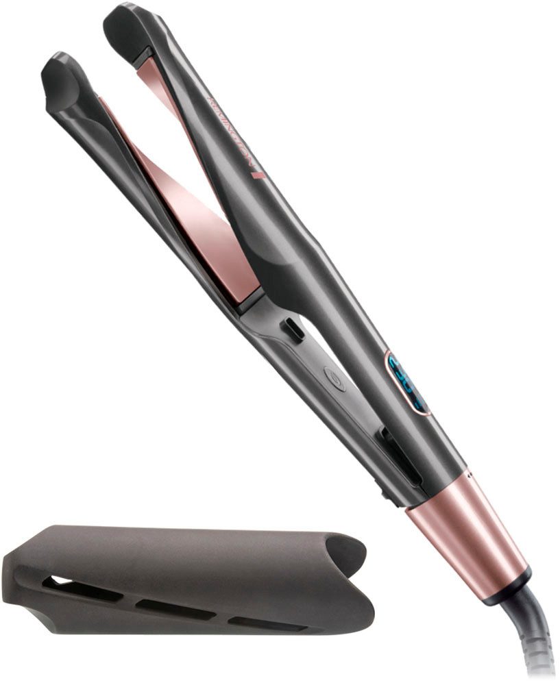 Remington Glätteisen S6606 Curl & Straight Confidence Haarglätter Keramik-Turmalin-Beschichtung, Professionelles 2-in-1 Styling: Glätteisen, Locken&Wellen, LCD display
