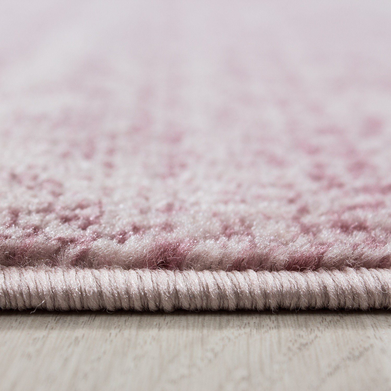 Designteppich Flachflorteppich meliert Kurzflorteppich Pink Miovani Wohnzimmer, Designerteppich