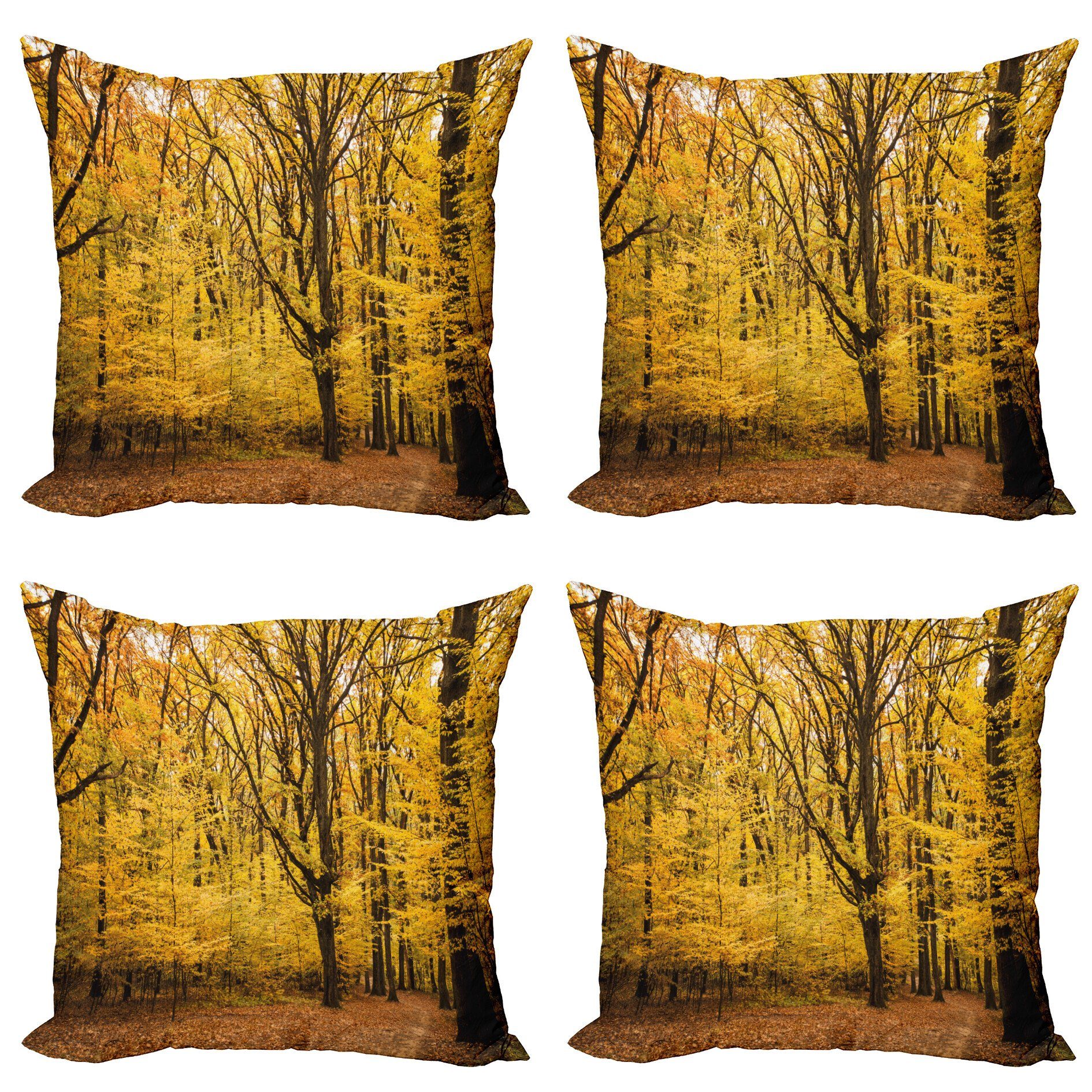 Wald Stück), Modern Herbst in Doppelseitiger Theme Digitaldruck, der (4 Kissenbezüge Abakuhaus Natur Accent