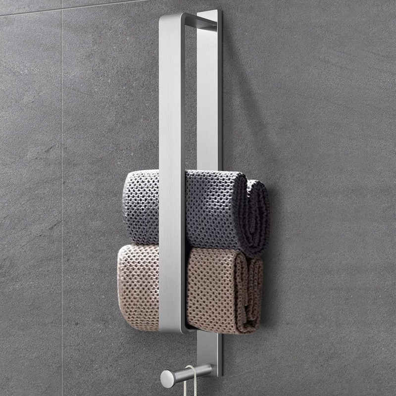 BlauCoastal Handtuchhalter Handtuchhalter Gästehandtuchhalter Handtuchstange Silber Gebürstet, Handtuch Halterung mit Haken für Badezimmer
