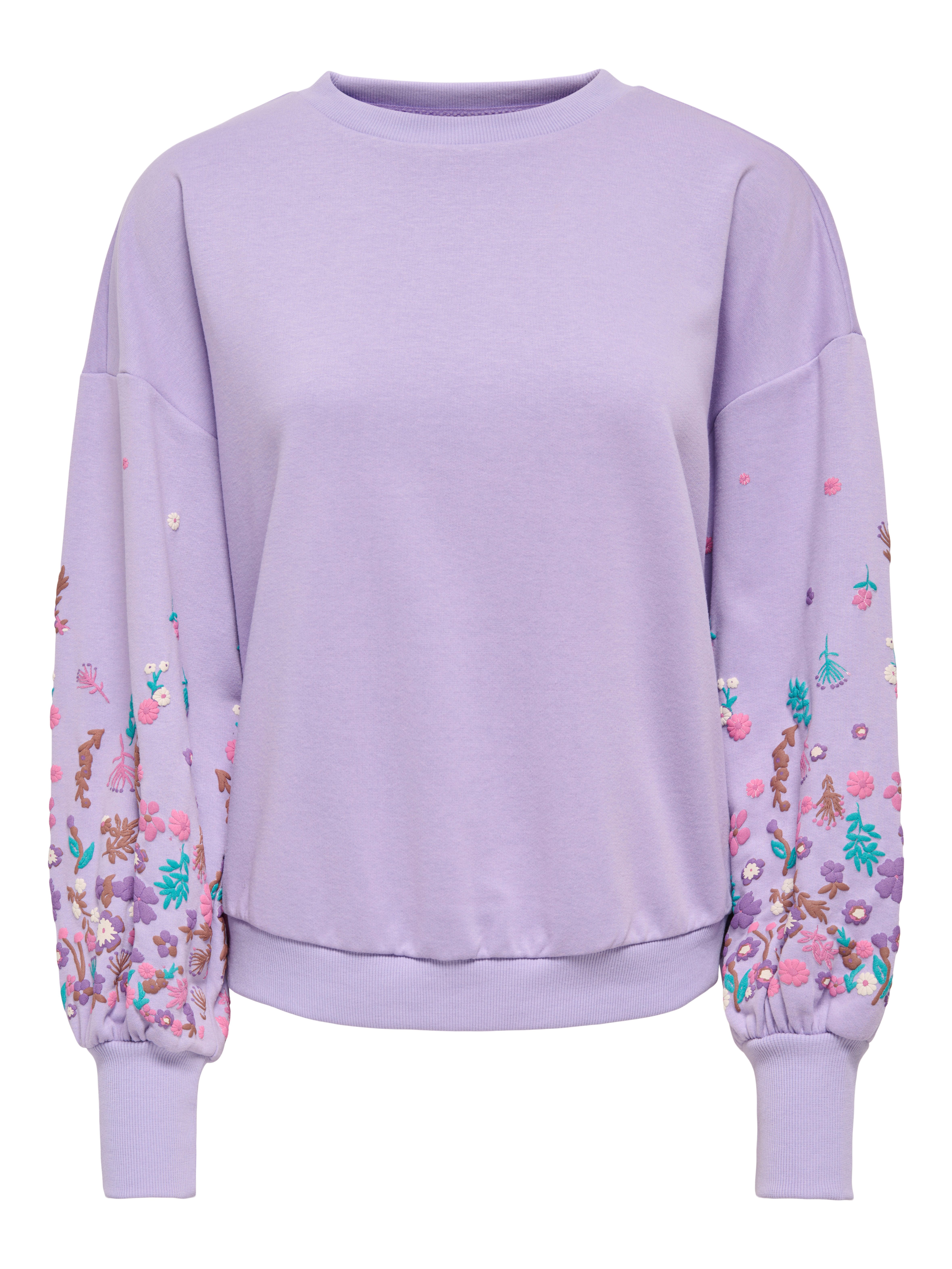 ONLY Sweatshirt ONLBROOKE L/S O-NECK FLOWER SWT Baumwollmischung, regular fit