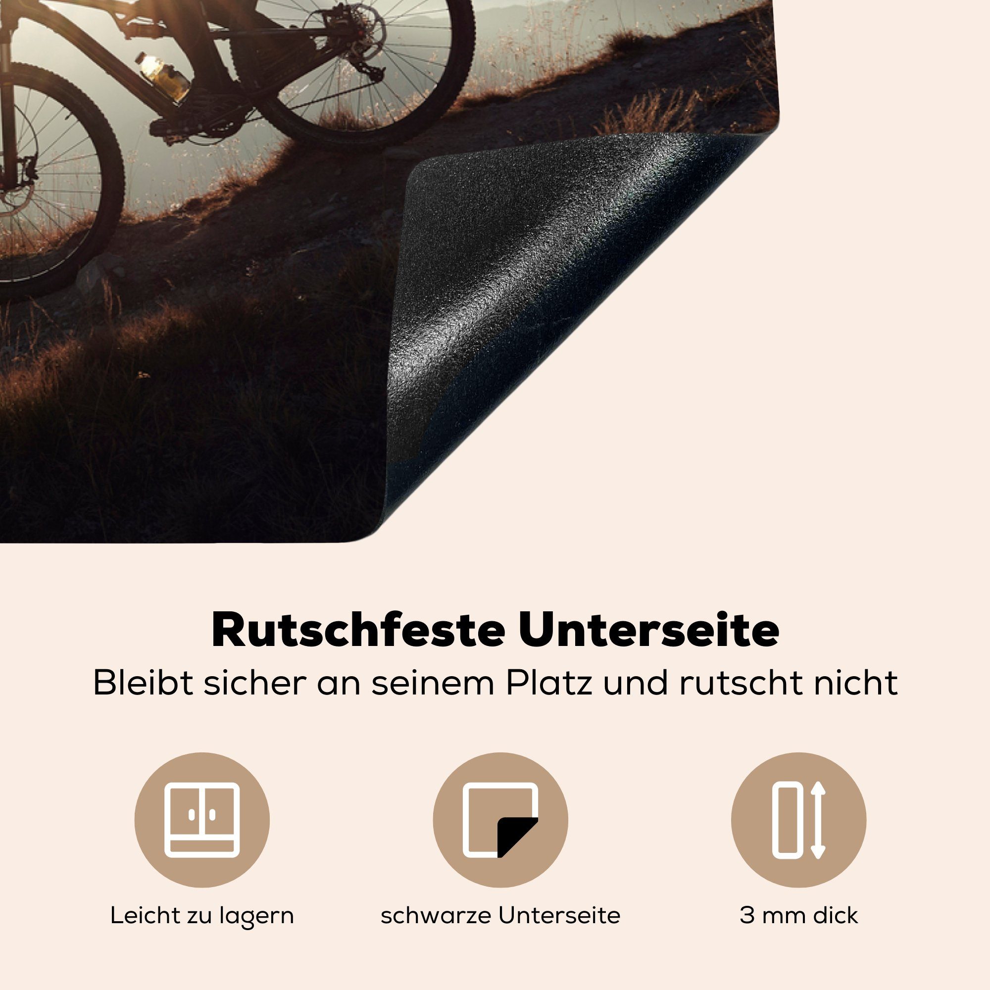 MuchoWow Herdblende-/Abdeckplatte für die Schutz Ceranfeldabdeckung Radfahren Berg küche, mit tlg), Induktionskochfeld aus, dem vom Mountainbike cm, 81x52 Vinyl, (1