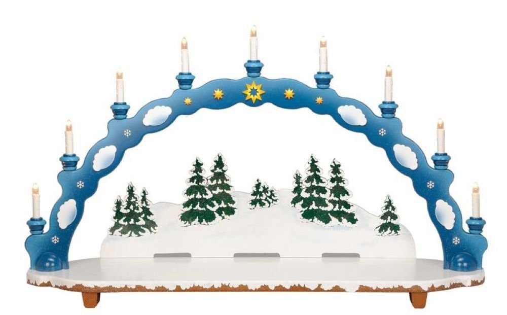 Original Hubrig (Hubrig Volkskunst GmbH) Schwibbogen Lichterbogen groß 95 cm mit 9 Kerzen, elektrisch beleuchtet, handbemalt