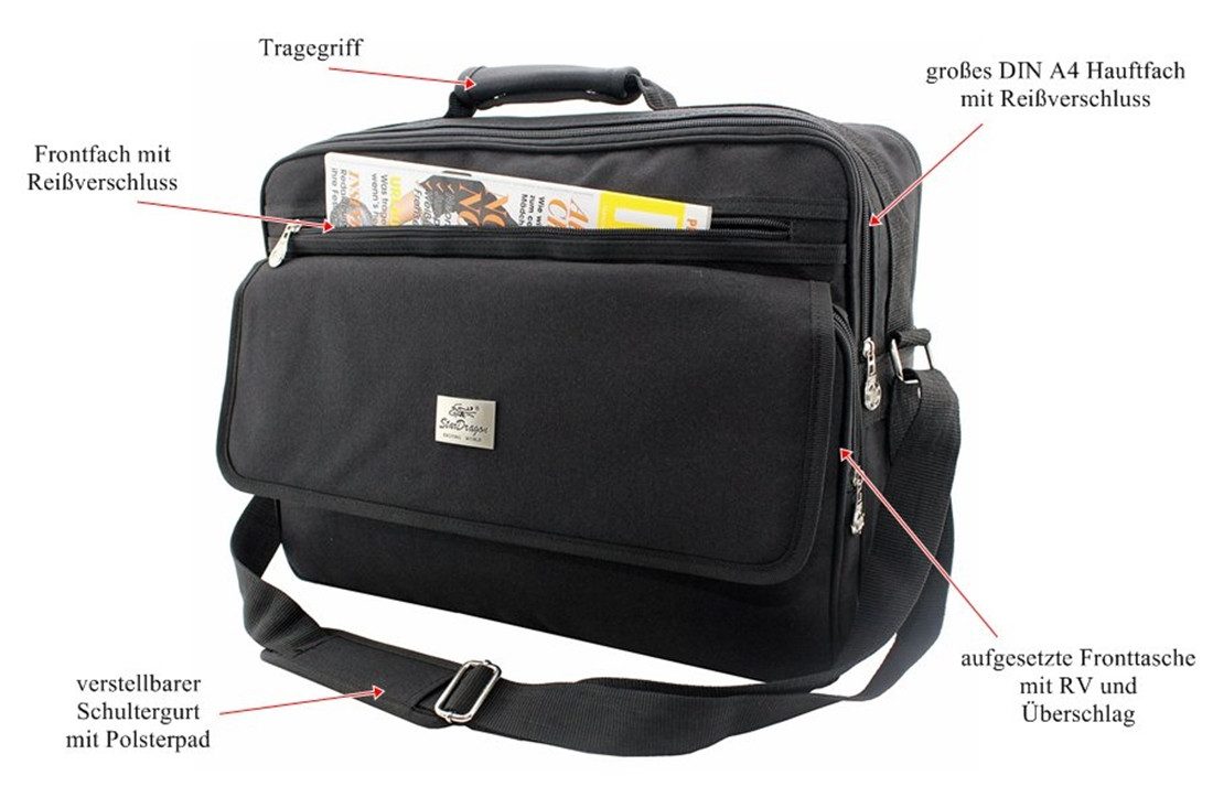 SHG Messenger Bag Arbeitstasche Umhängetasche Flugbegleiter Schultertasche