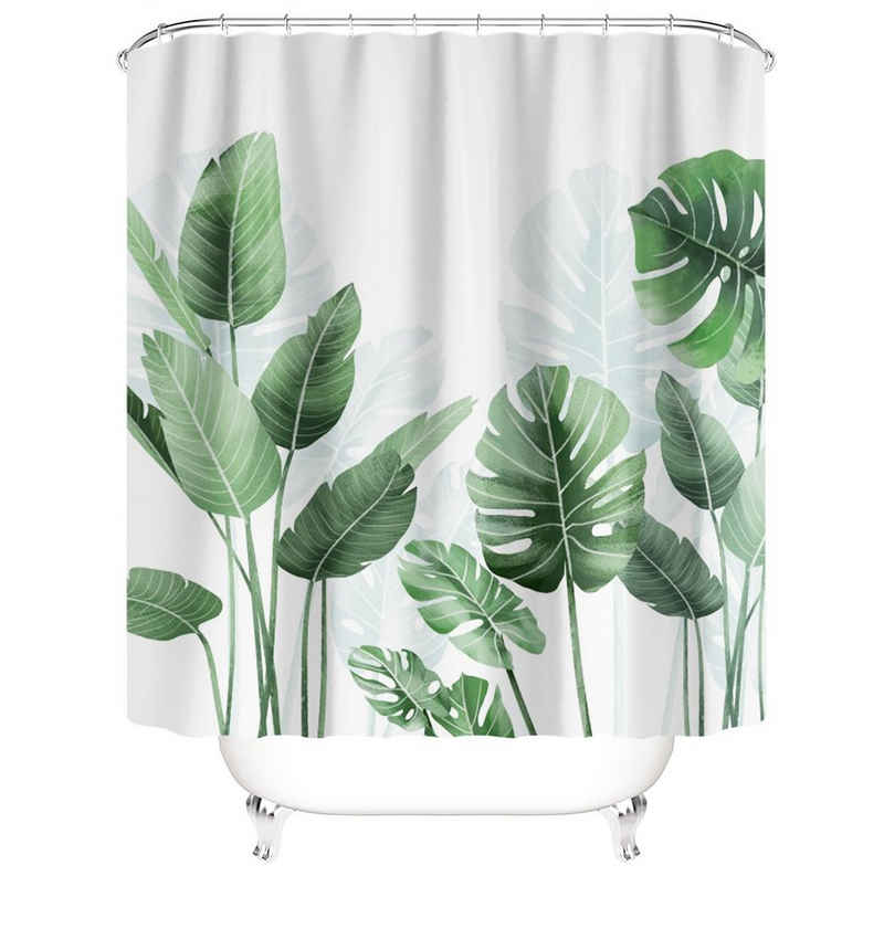 M&W DAS DESIGN Duschvorhang Bananenblätter grüne Pflanzen Textil Antischimmel waschbar Polyester Breite 120 cm