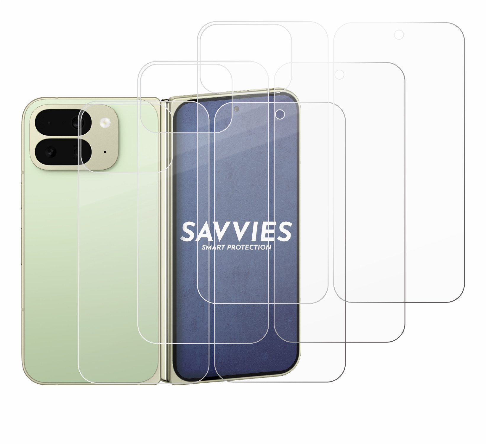 Savvies Displayschutzglas Schutzglas Panzer für Google Pixel 10 Pro Fold (Display+Rückseite), 3 Stück, Schutzfolie Display Schutz Glas Folie klar