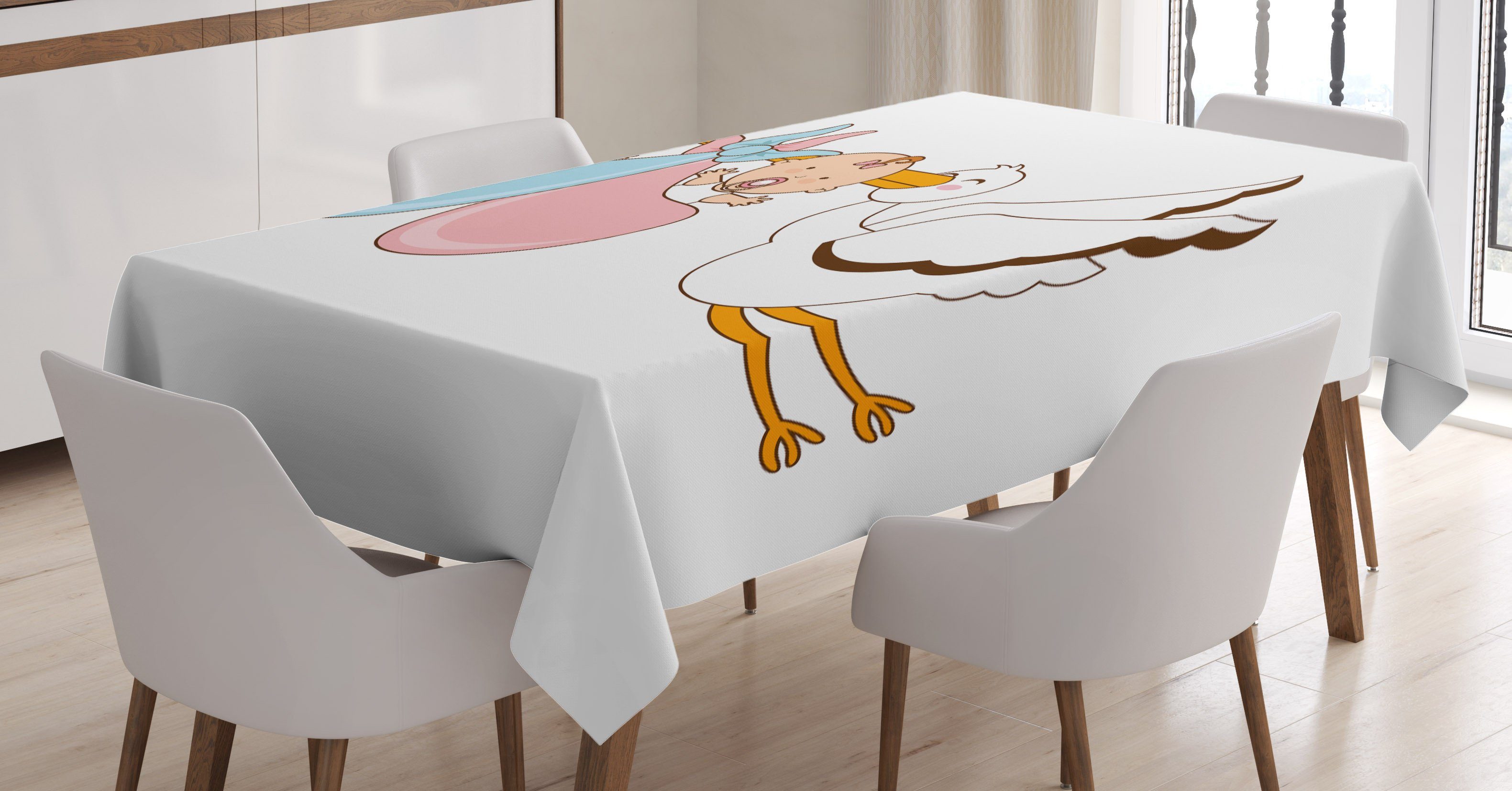 Abakuhaus Tischdecke Farbfest Waschbar Für den Außen Bereich geeignet Klare Farben, Bunt Babys Stork Spielzimmer