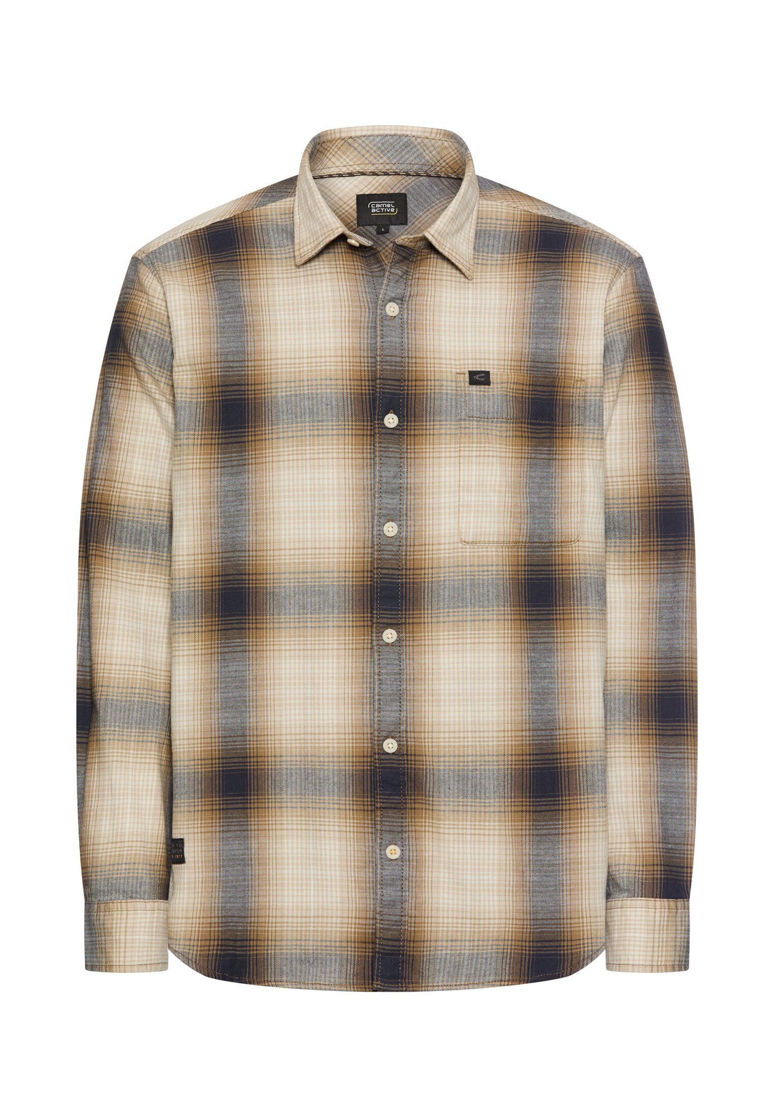 camel active Karohemd Langarmshirt mit Hemdkragen und Knopfleiste