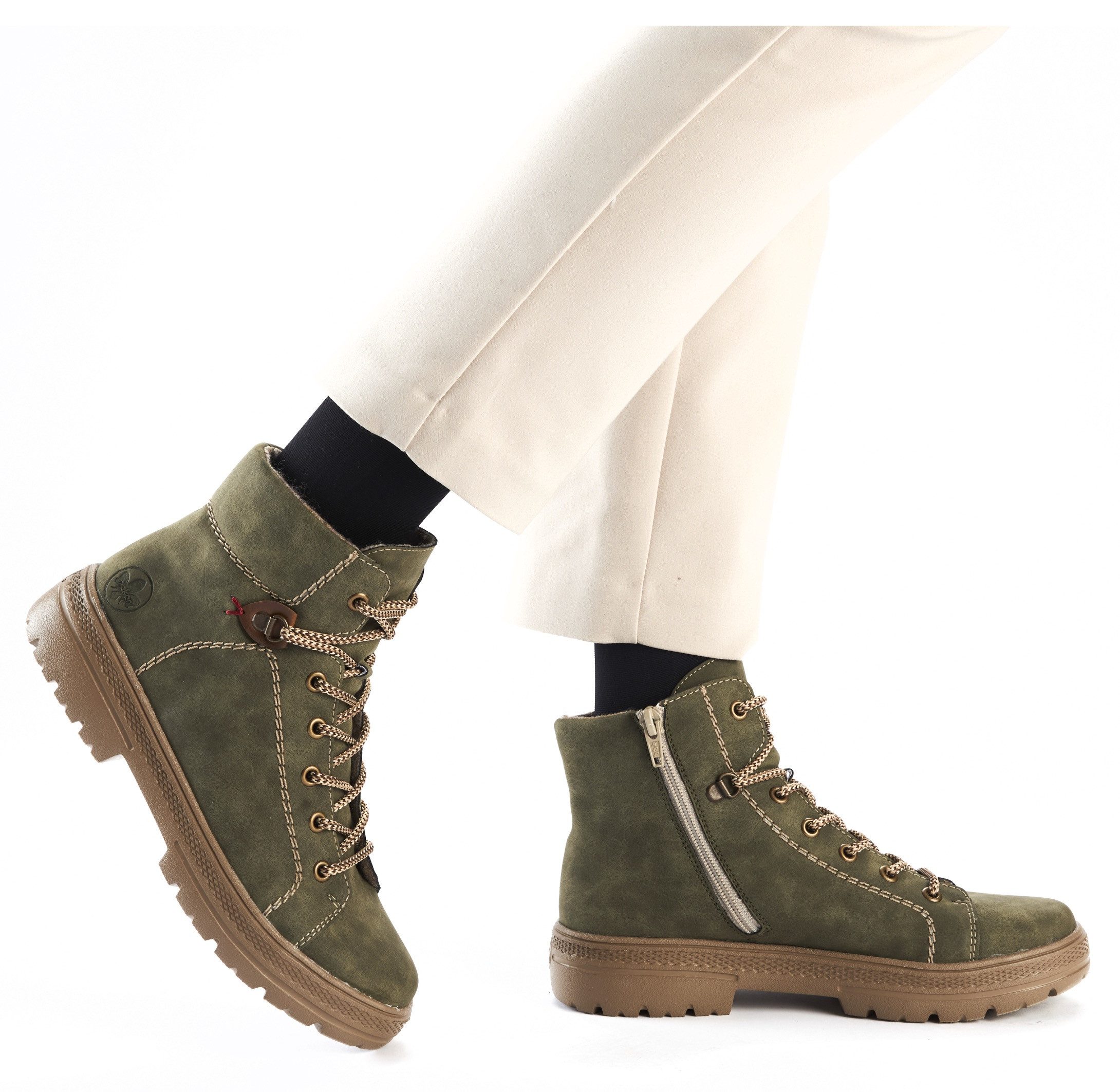 Rieker Schnürboots, Stiefelette, Plateausohle, Kontrastnaht, mit günstig online kaufen