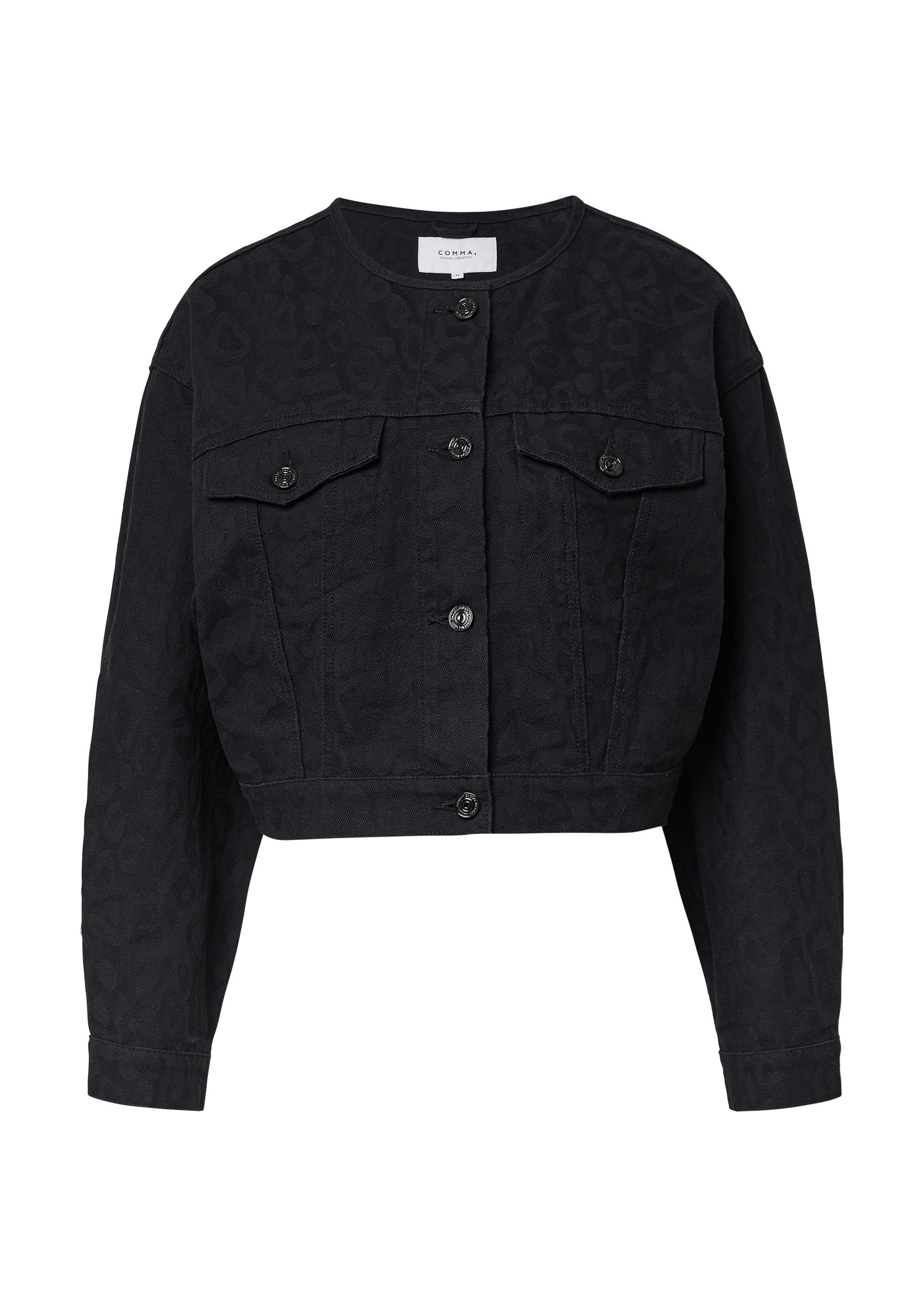 comma Funktionsjacke Indoor-Jacke Boxy Denim-Jacke in Leo-Jaquard