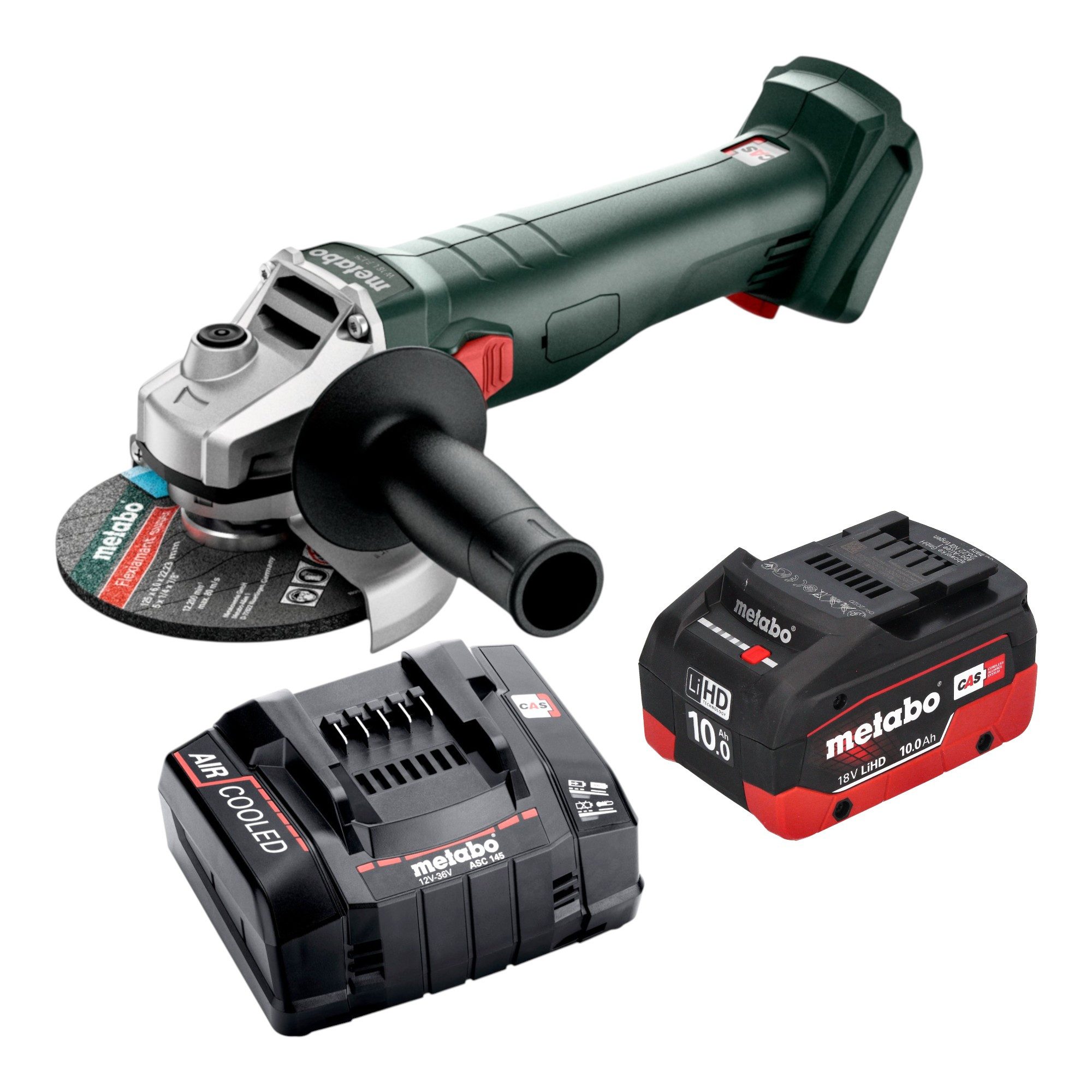 metabo Akku-Winkelschleifer W 18 7-125 18 V 125 mm + 1x LiHD Akku 10,0 Ah + Ladegerät