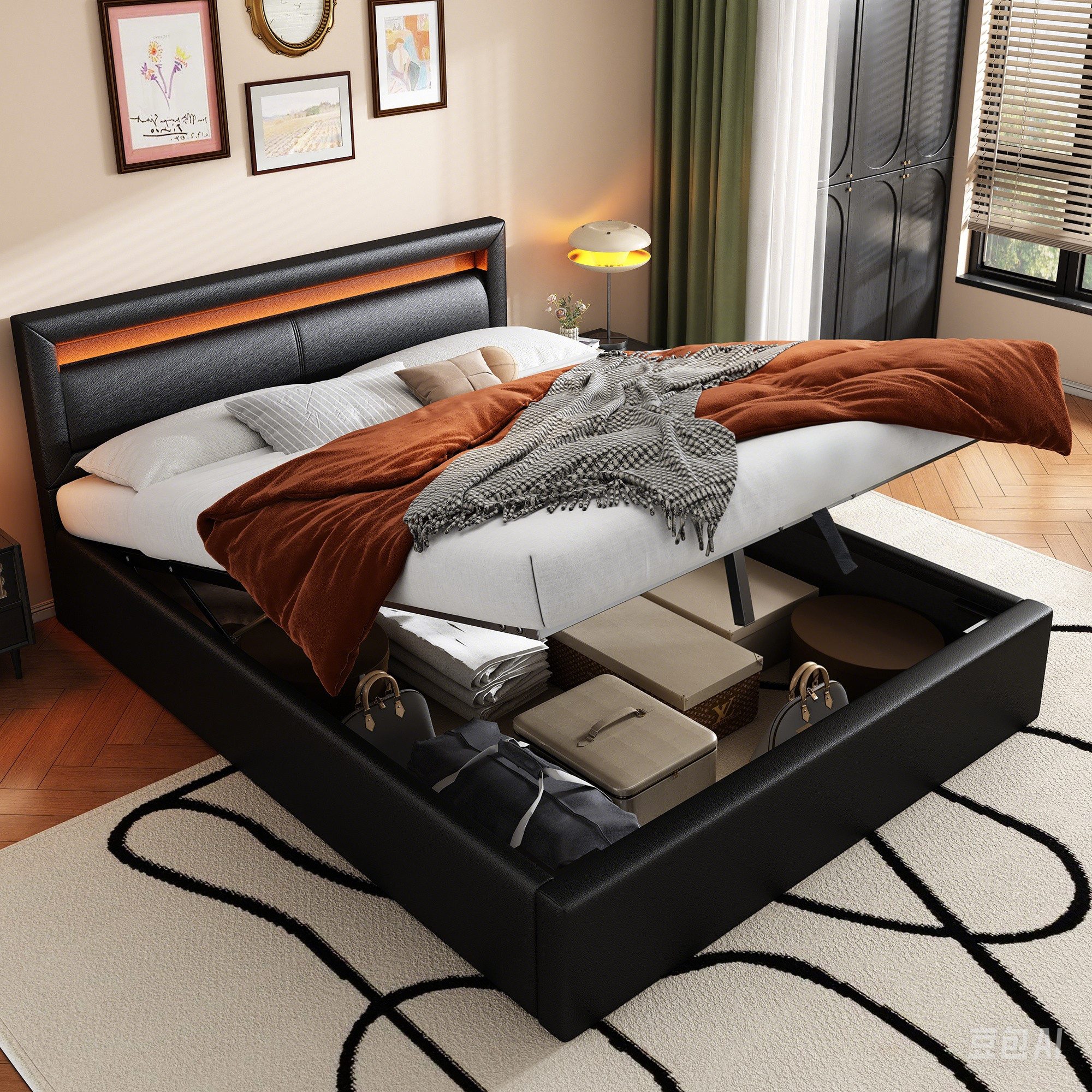 OKWISH Polsterbett 140*200cm LED-Bett,mit Lattenrost und günstig online kaufen