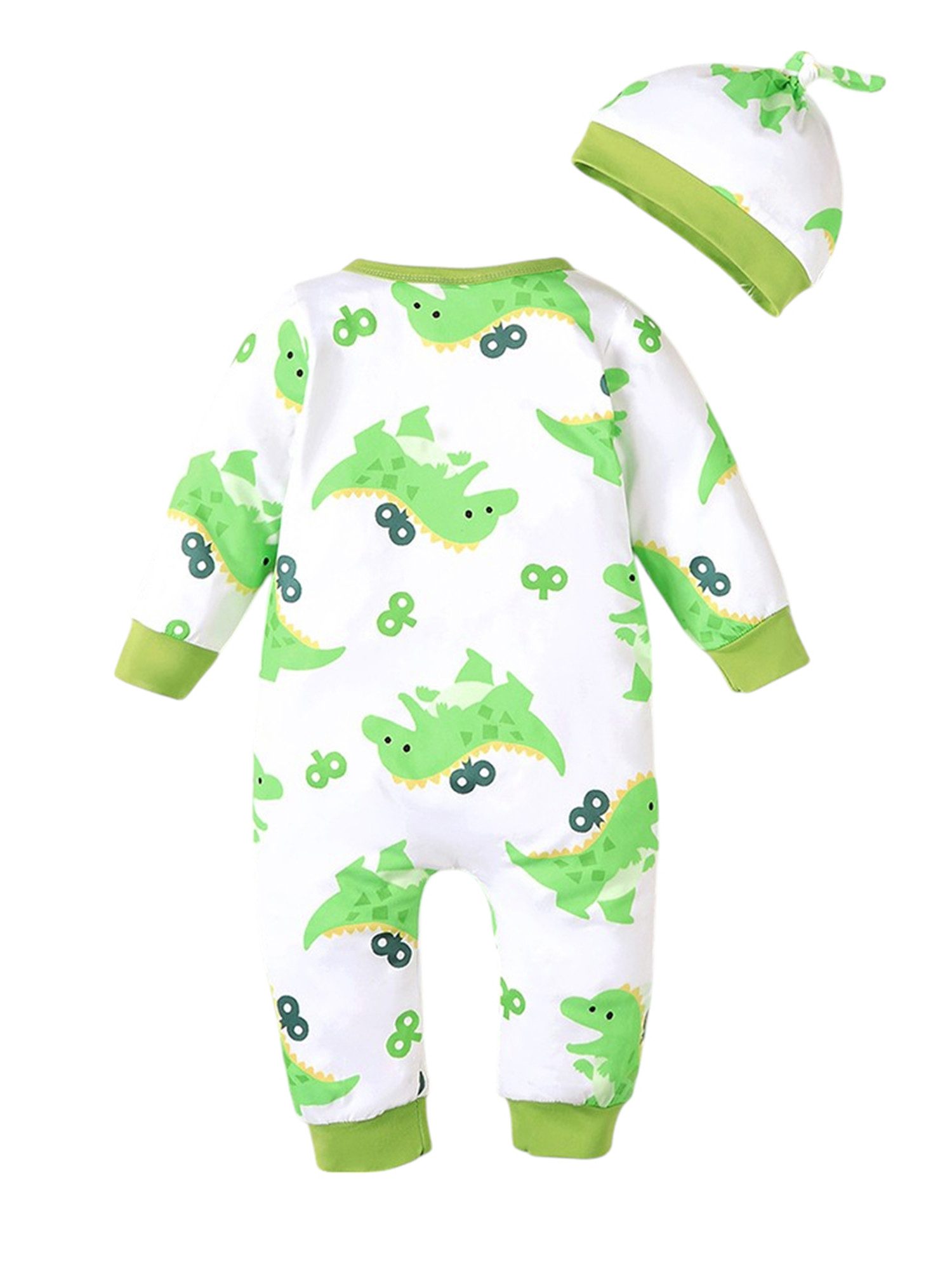 Gluckids Strampler Jungen Baby-Strampler mit Druck, Langarm Overall & Mütze, Babykleidung (2-tlg) Tier-& Auto-Print Baby-Set, Alltags Casual Basics-Set, Frühling/Herbst