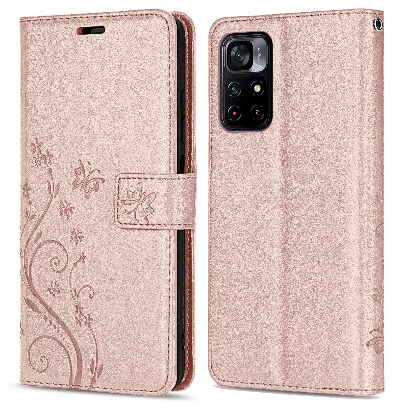 betterfon Handyhülle Handytasche für Xiaomi POCO M4 Pro 5G Klapphülle, Bookstyle-Hülle: Magnetverschluss 3 Kartenfächer & Standfunktion