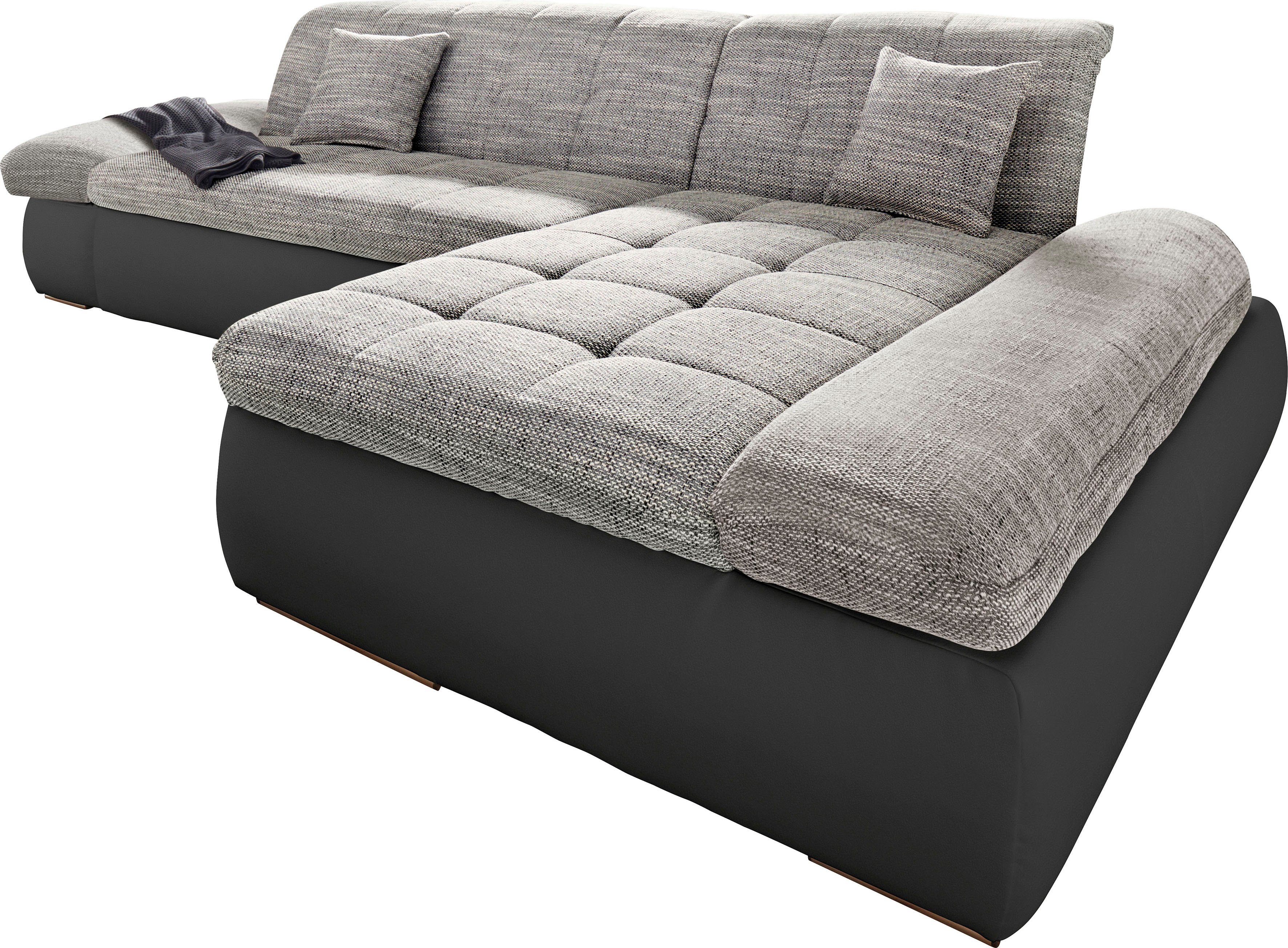 DOMO collection Ecksofa PB Moric wahlweise mit Bettfunktion + Armteilverstellung, L-Form, im XXL-Format, B/T/H:300/172/80 cm, feine Steppung