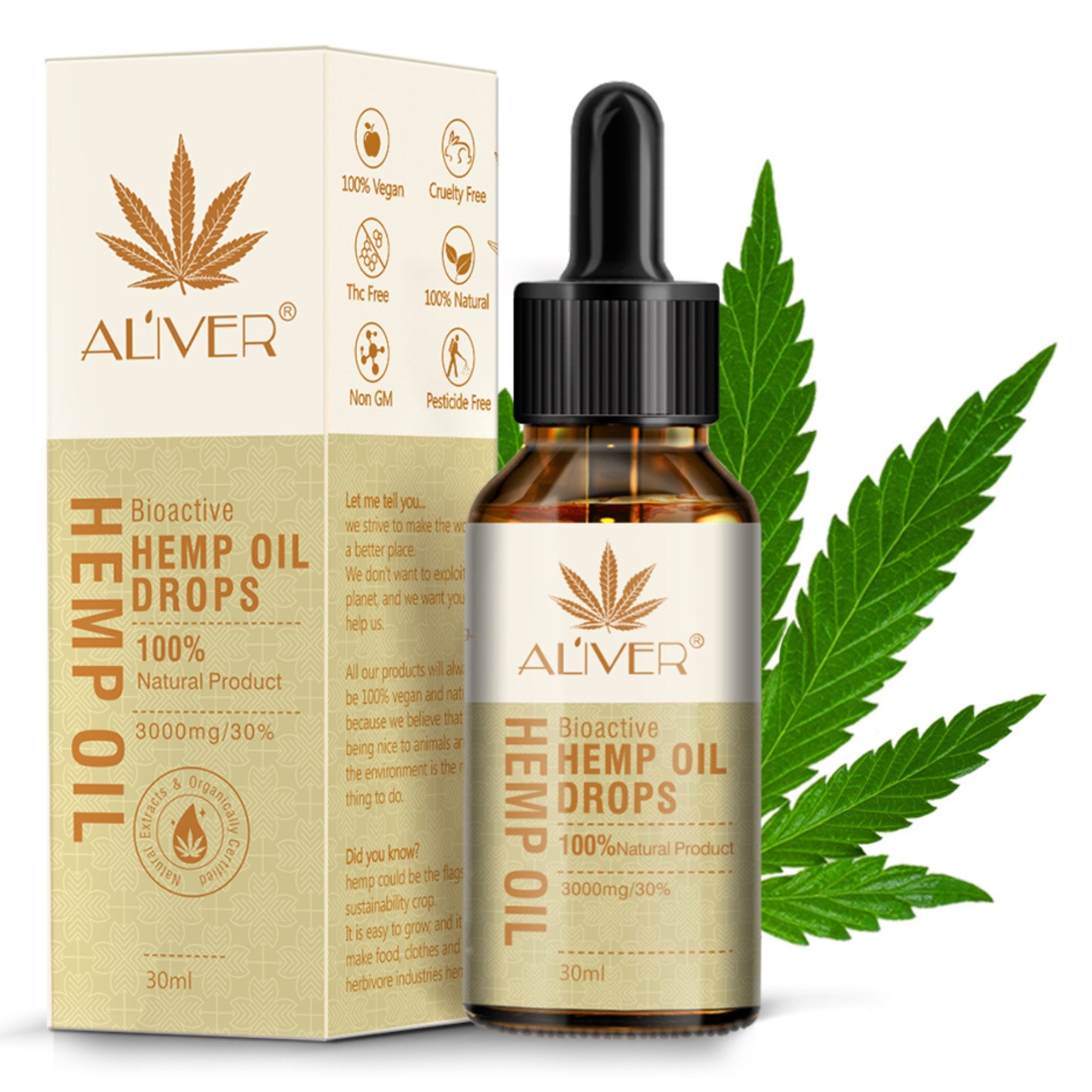 ALIVER Bartöl Hanfsamenöl Hanföl Hochdosiert 3000mg THC-frei Hemp Oil, 1-tlg., Bartöl, Hautpflege, Hanföl, Aliver, Bart