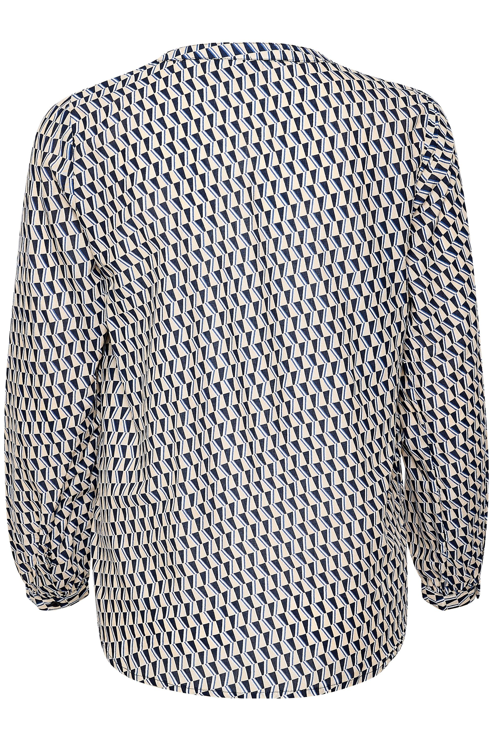 KAFFE Langarmbluse KAsary Sand Retro Zig Tilly Blouse Zag Dollar/Blue