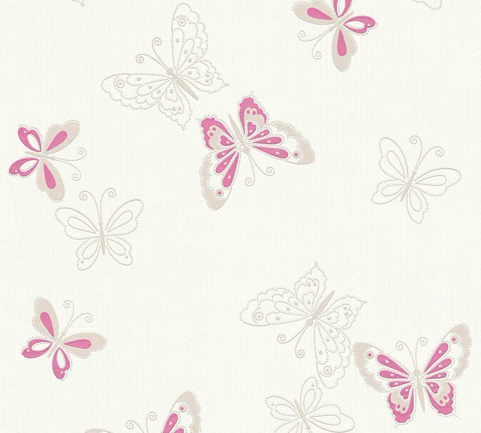 living walls Vliestapete Happy Spring, leicht strukturiert, Strukturmuster, gemustert, Motiv, Moderne Tapete Tiere Metallic Tapeten Wohnzimmer modern Design Optik