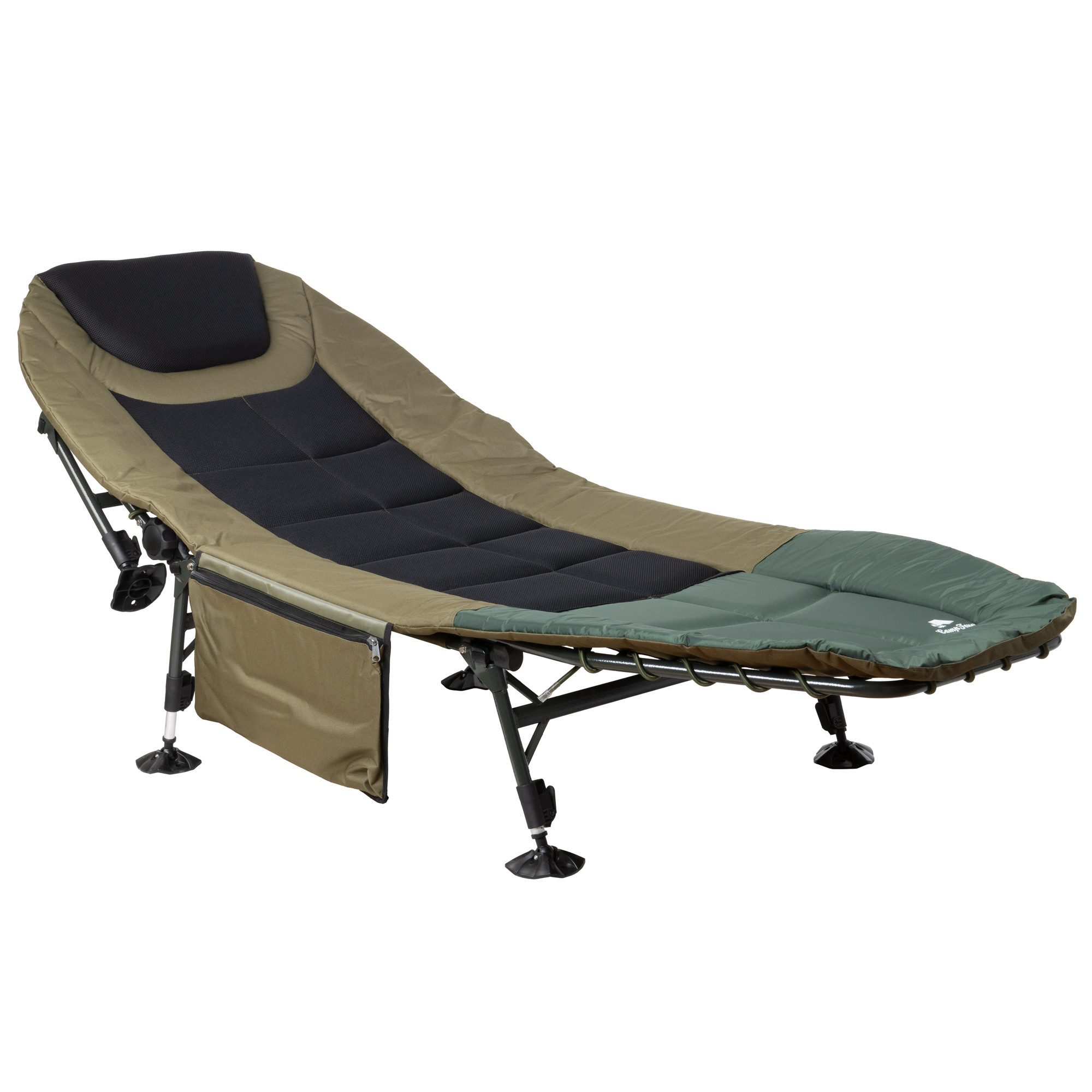 CampFeuer Angelliege Karpfenliege XXL, 200 x 81 x 41-98 cm, Campingliege, faltbar Einfach auf- und abzubauen