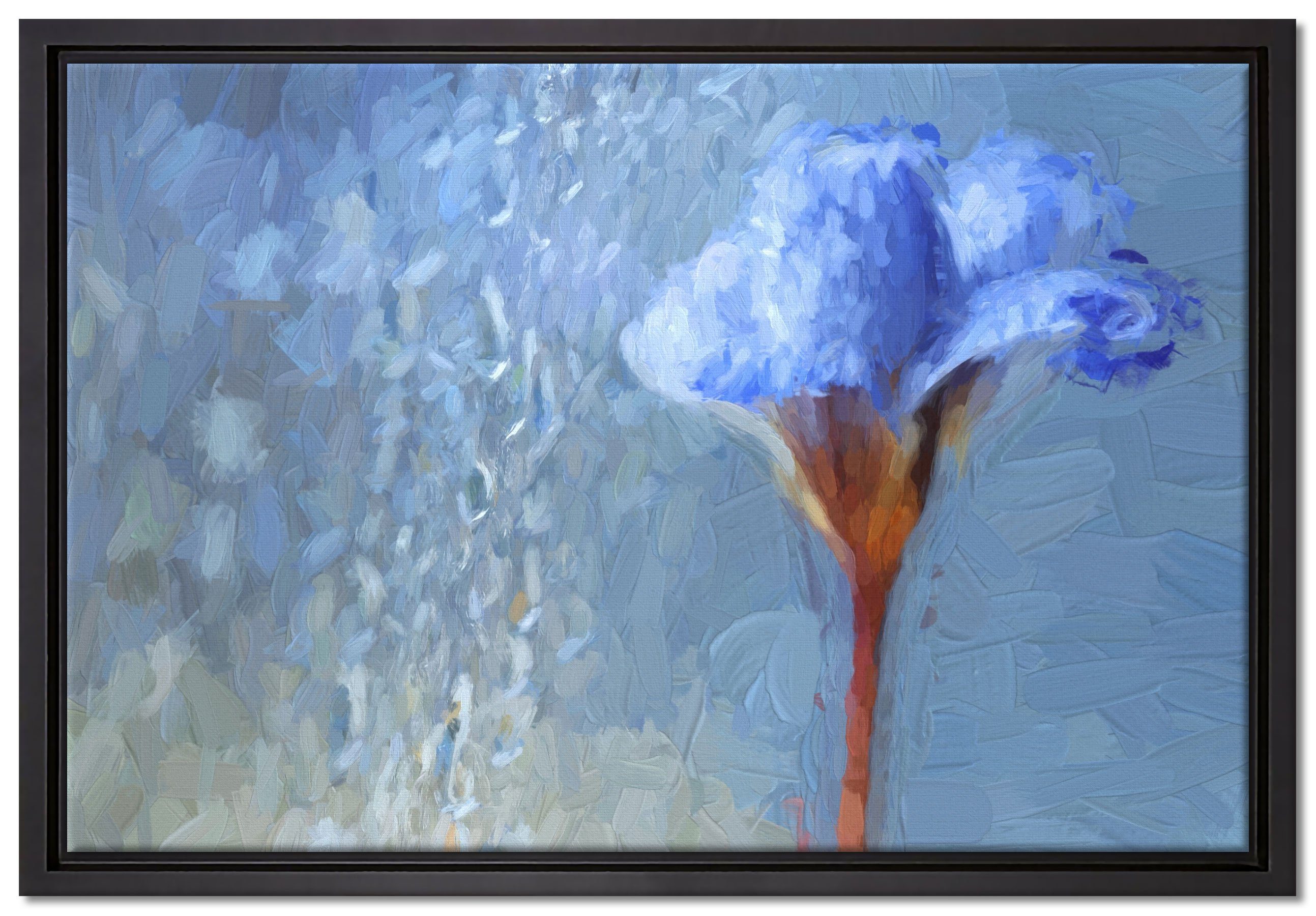 Pixxprint Leinwandbild Frühlingsblume Tautropfen, Wanddekoration (1 St), Leinwandbild fertig bespannt, in einem Schattenfugen-Bilderrahmen gefasst, inkl. Zackenaufhänger