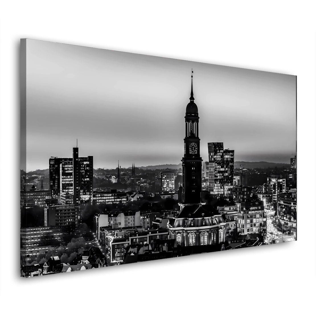 Artedinoi Leinwandbild Hamburg Skyline schwarz weiß Leinwandbild Wandbild Kunstdruck XL Wandd