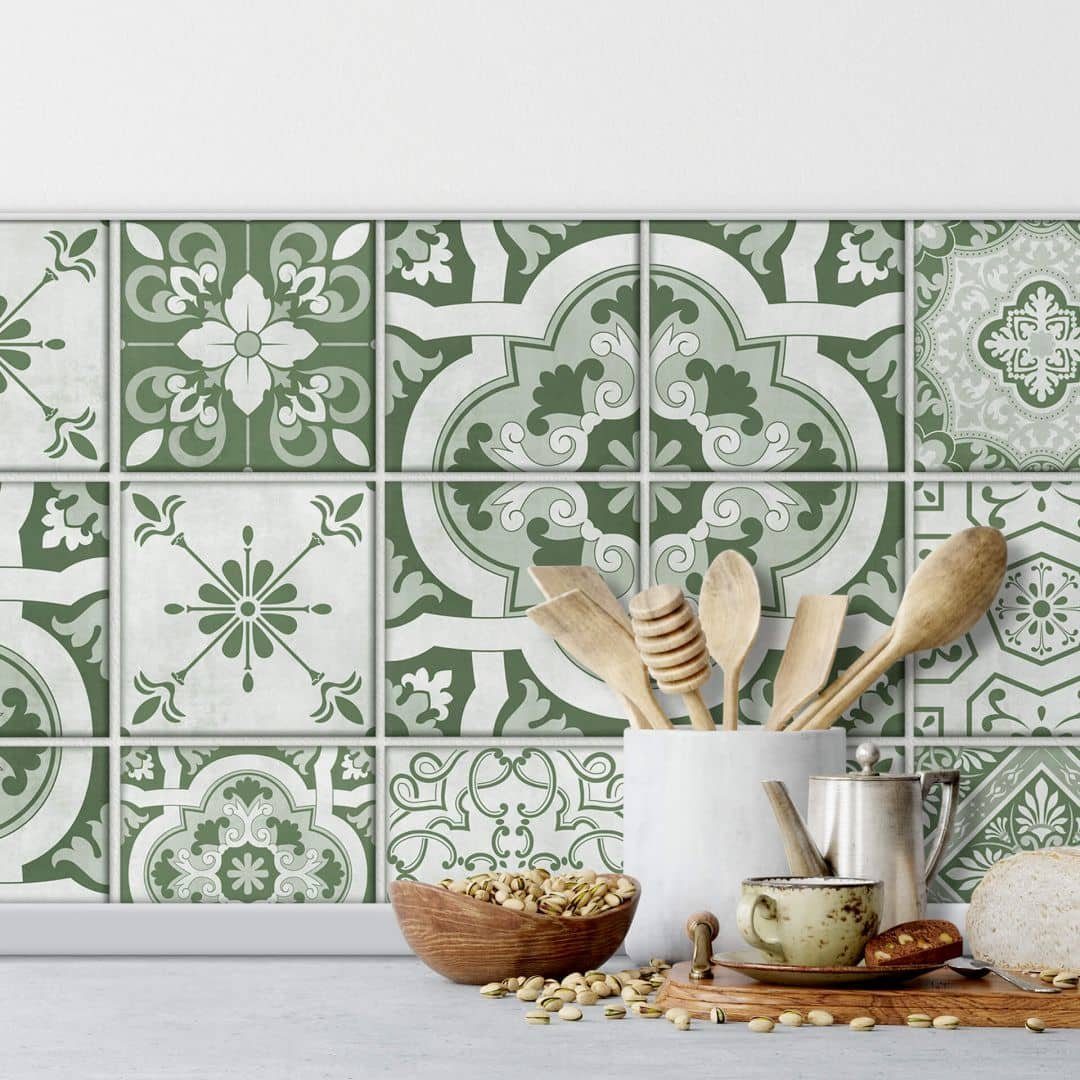 K&L Wall Art Плиткаaufkleber selbstklebend Klebefliese Sticker Ornamente Retro Blumen 12Stk