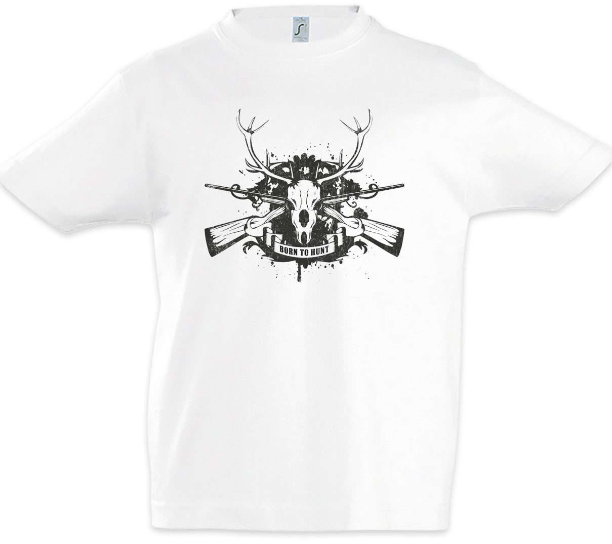 Urban Backwoods Print-Shirt Born To Hunt Kinder T-Shirt Hirsch Reh Jagd Jäger Bär Geweih Deer Bear (1-tlg) Fun Hunt Antlers Hunter