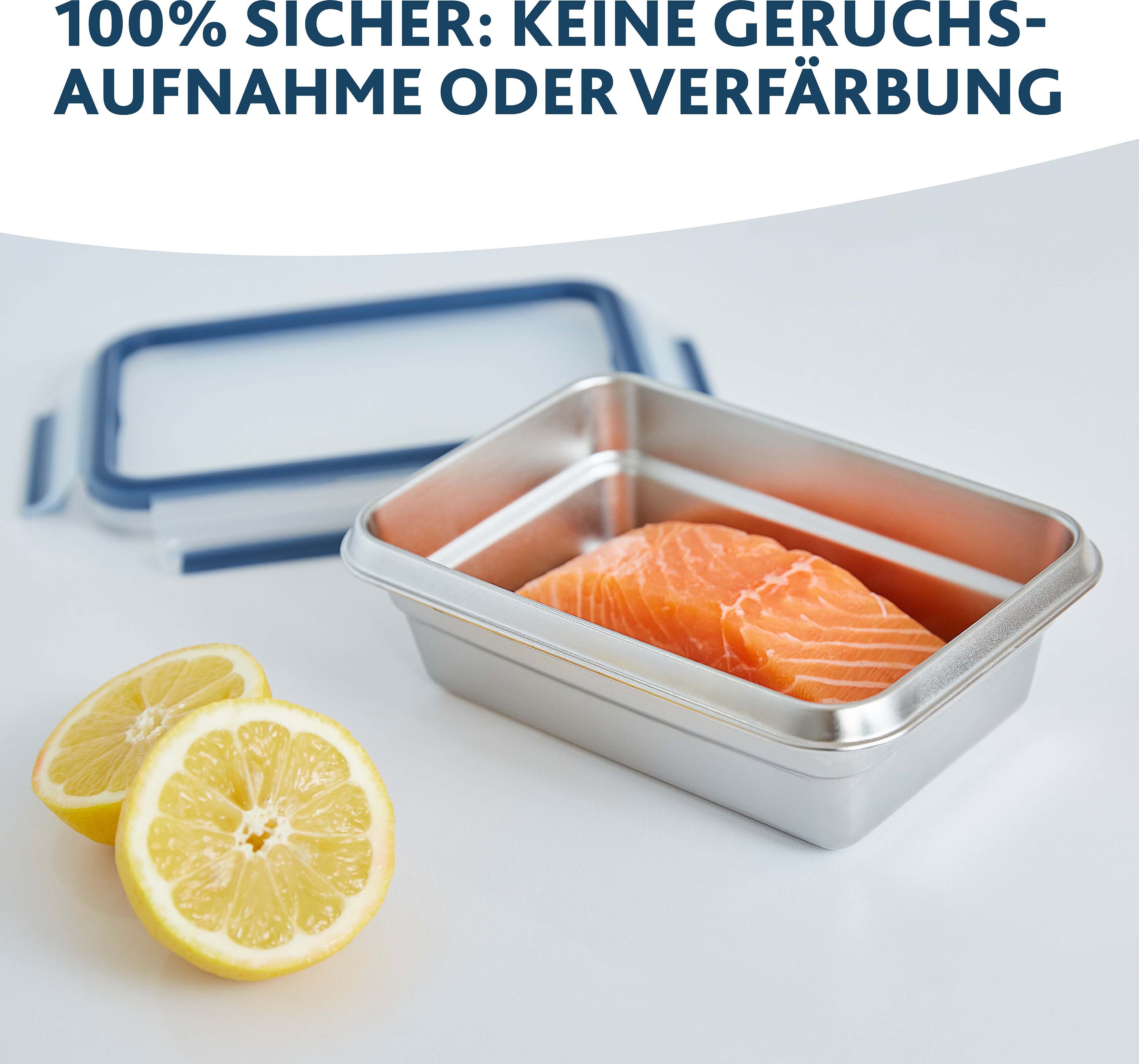 Emsa Frischhaltedose Clip & Close, Edelstahl 18/10, Kunststoff, (Set, 1-tlg), Edelstahl, frost-, spülmaschinen- und backofenfest