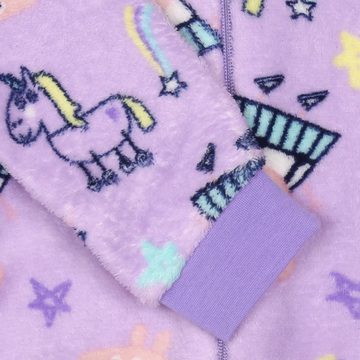Sarcia.eu Schlafanzug Peppa Wutz - Lila Kinder Fleece-Einteiler mit Kapuze, 7-8 Jahre