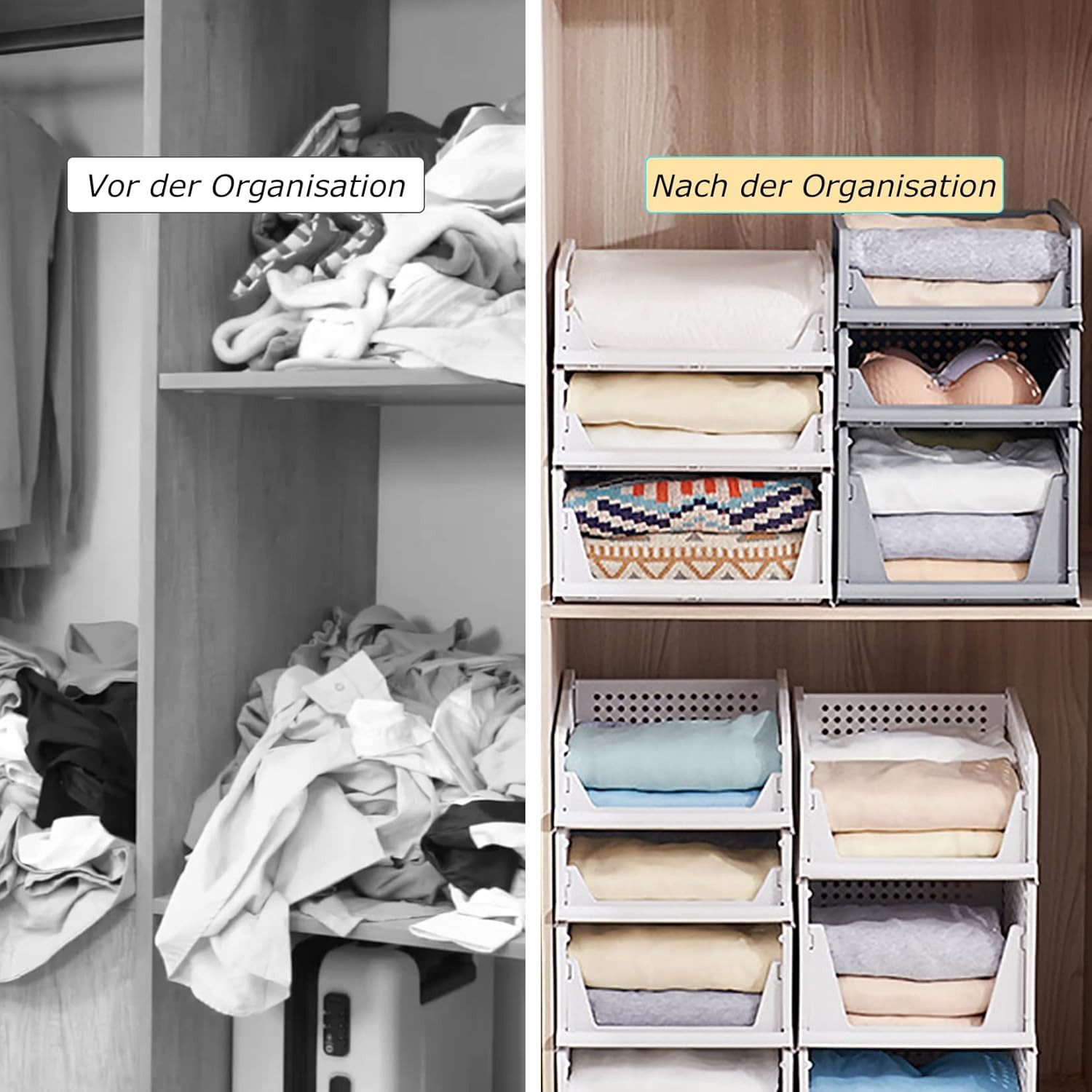 Zedelmaier Organizer Schrank-Organizer Kleiderschrank Schublade faltbare Aufbewahrungsbox (Set, 10 St) – Bild 3 von 5