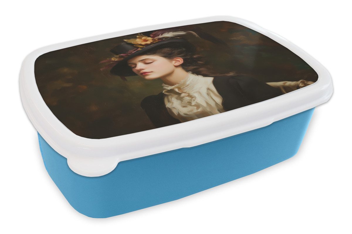 MuchoWow Lunchbox Frau - Viktorianisch - Porträt, Kunststoff, (2-tlg), Brotdose, Lunchbox, Brotbox für Kinder und Erwachsene