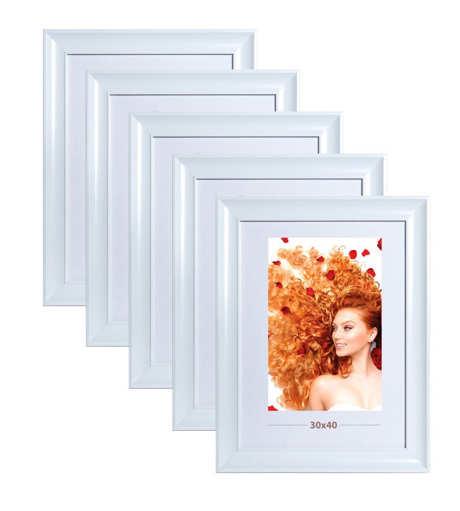 IDEAL TREND Bilderrahmen 2er 3er 5er Lifestyle Plexi Foto Rahmen Collage Wanddeko Poster 40D 5er Pack Weiss