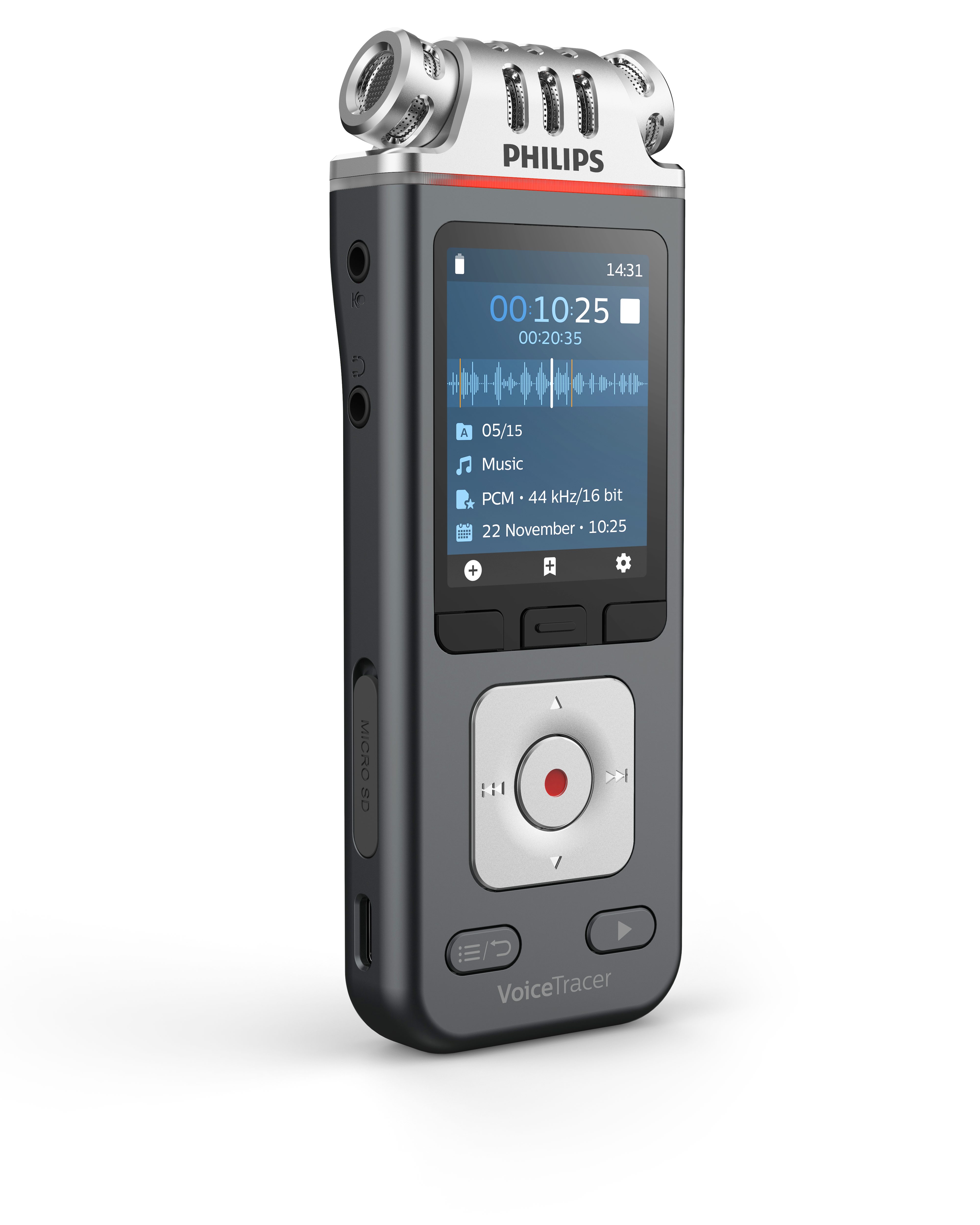 Philips DVT6110 Audiorecorder Digitales Diktiergerät (8GB, 24-Bit-/96-kHz, ClearVoice, WIFI App, Datentransfer)