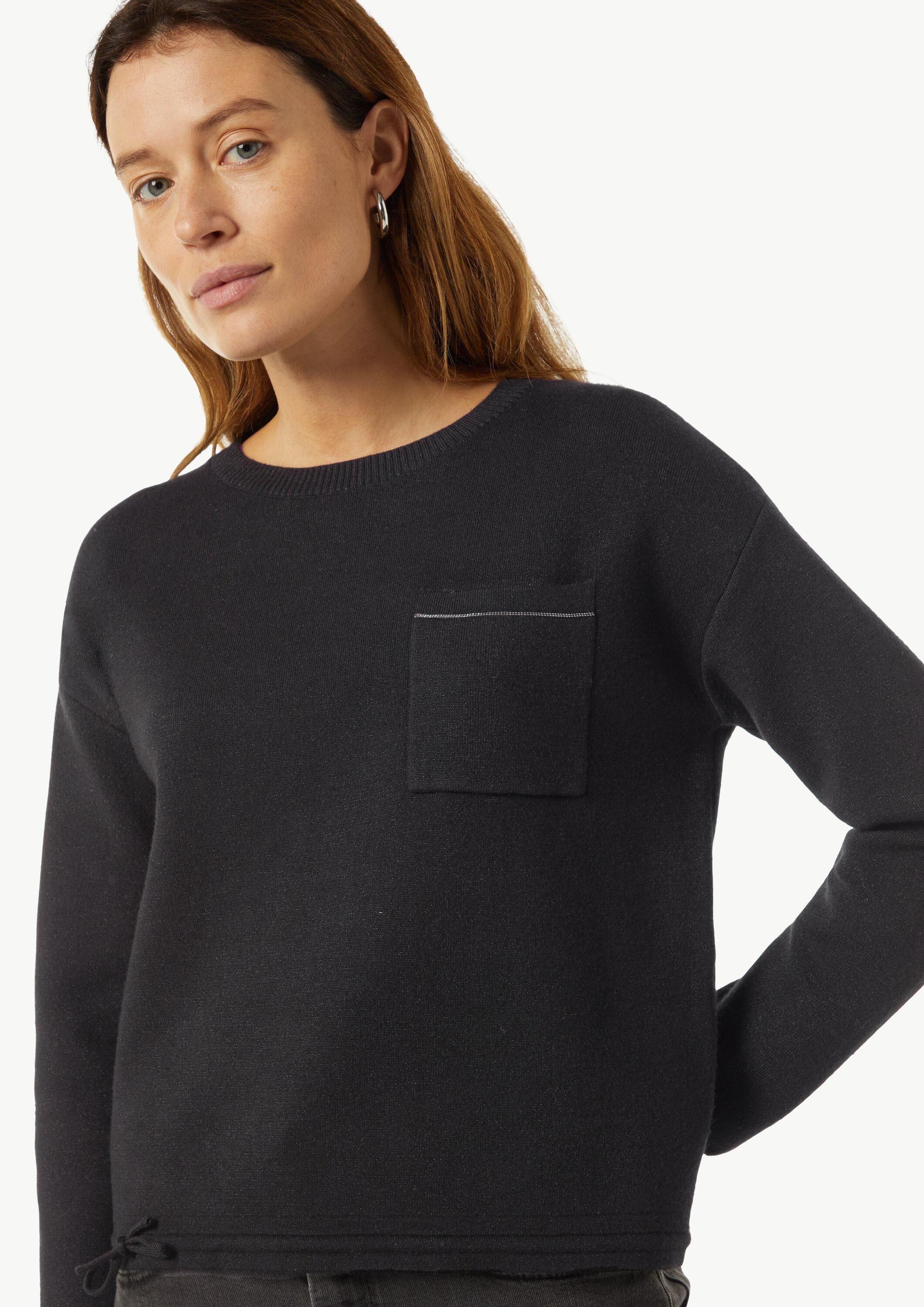 comma Longpullover Strickpullover Strickpullover mit Schmuckdetail und Glitzergarn