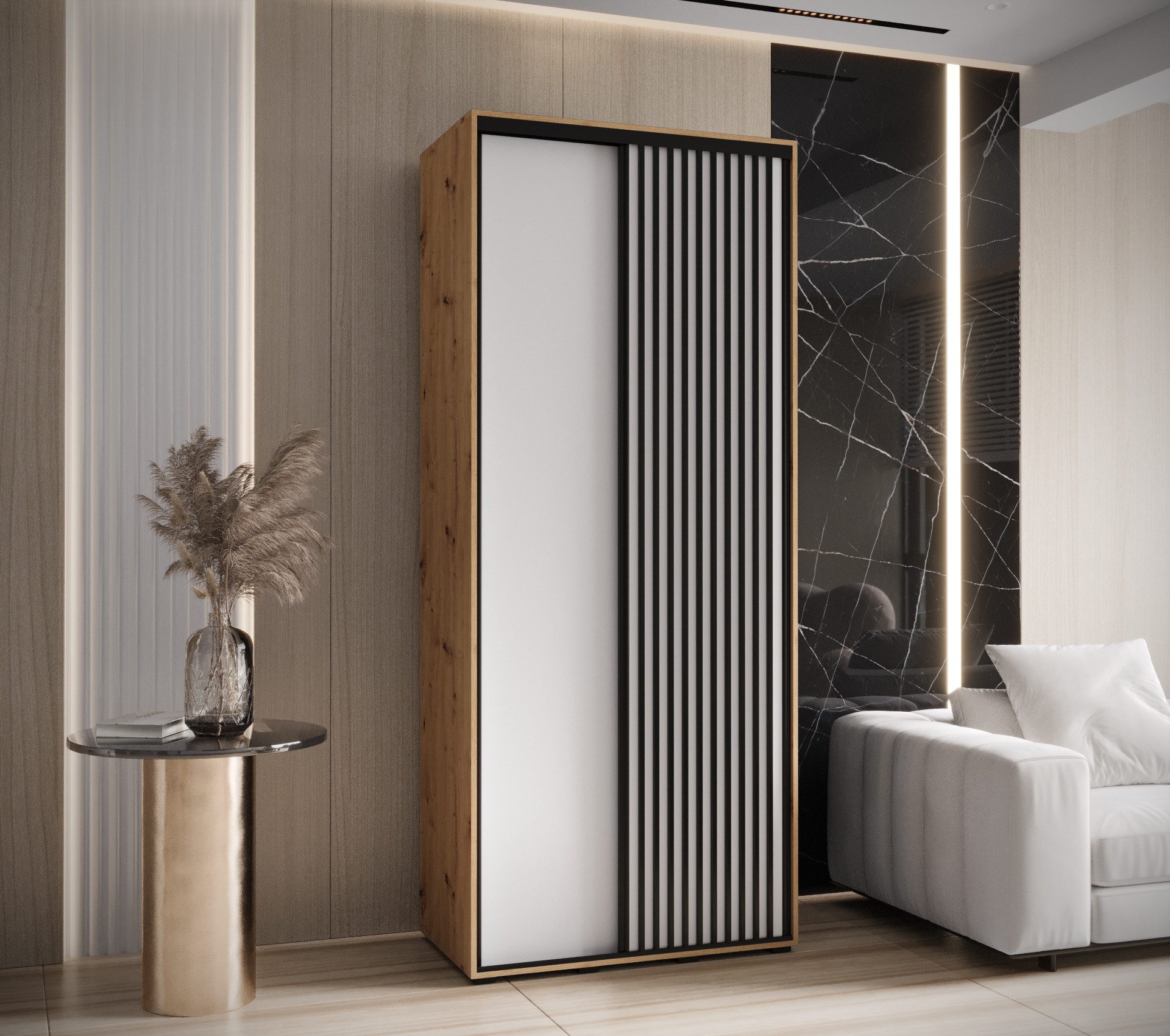 MOEBLO Schiebetürenschrank RILLO (Wohnzimmerschrank, Schwebetürenschrank 2- günstig online kaufen