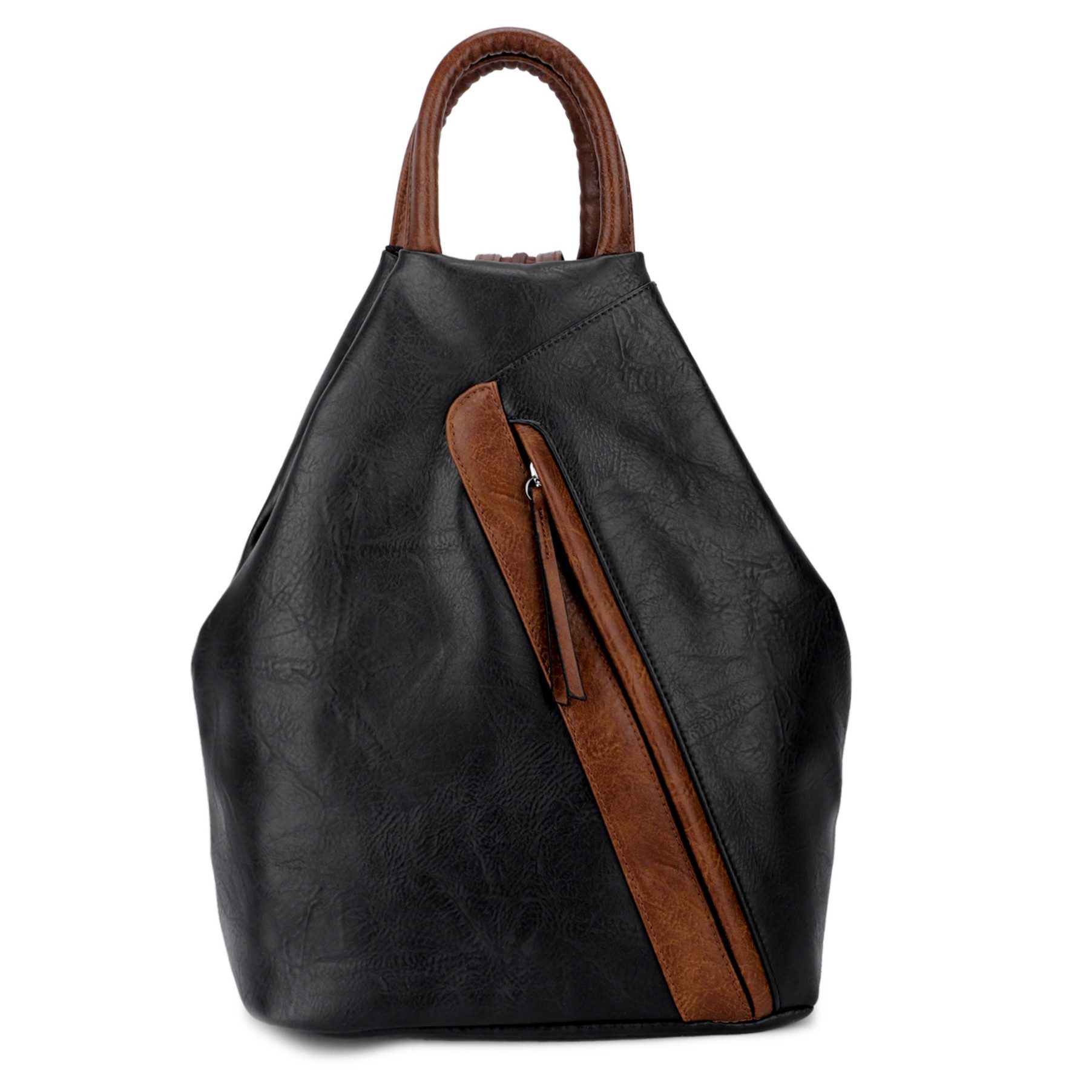 MIRROSI Tagesrucksack Damen Rucksack Kunstleder 25x13x35 cm – Cityrucksack (ca. 25 x 13 x 35 cm), mit Reißverschluss, Henkel, Schulterriemen & Frontfach