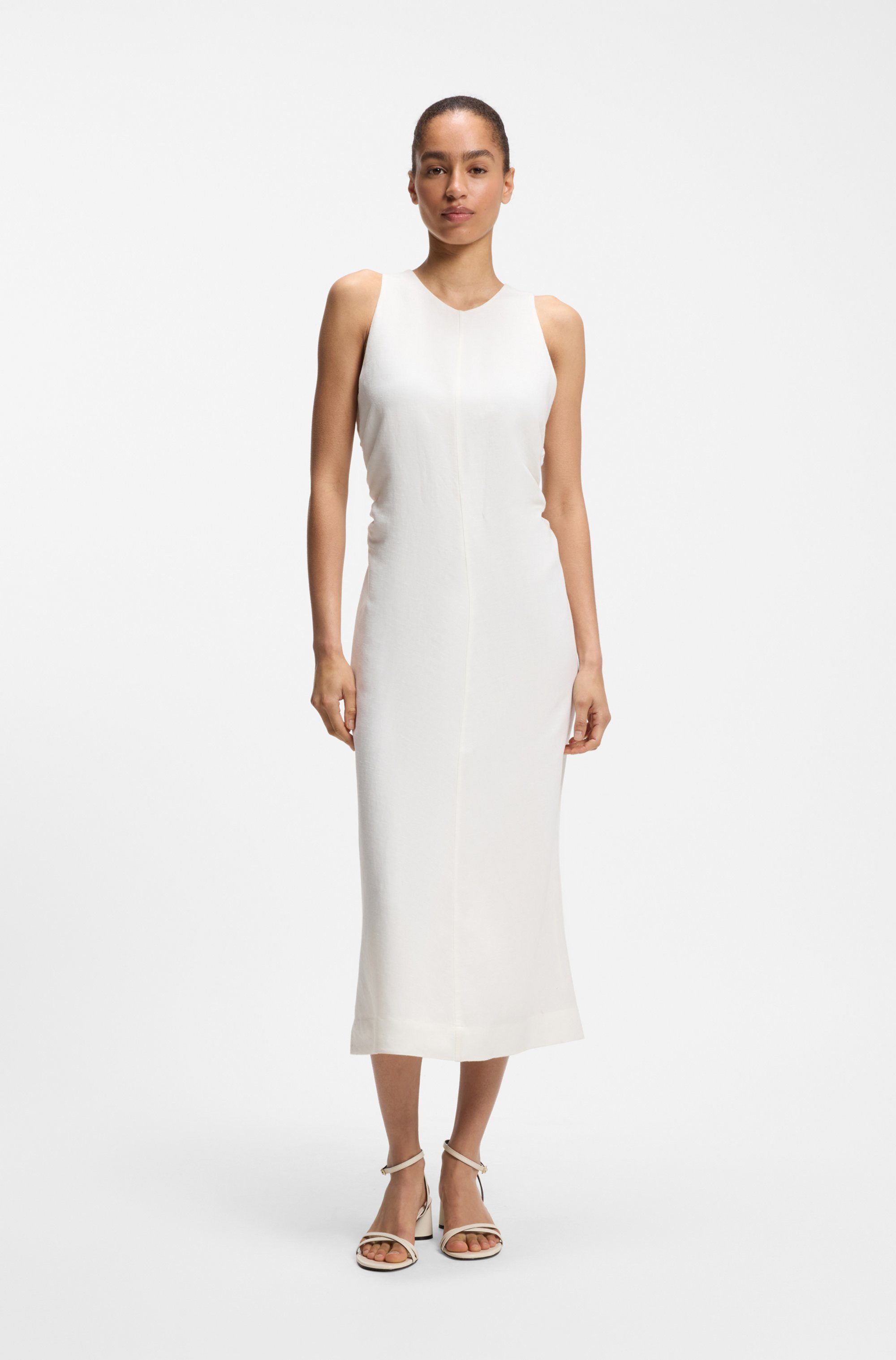 BOSS ORANGE Sommerkleid Delinna Premium Damenmode aus softem Leinen-Mix