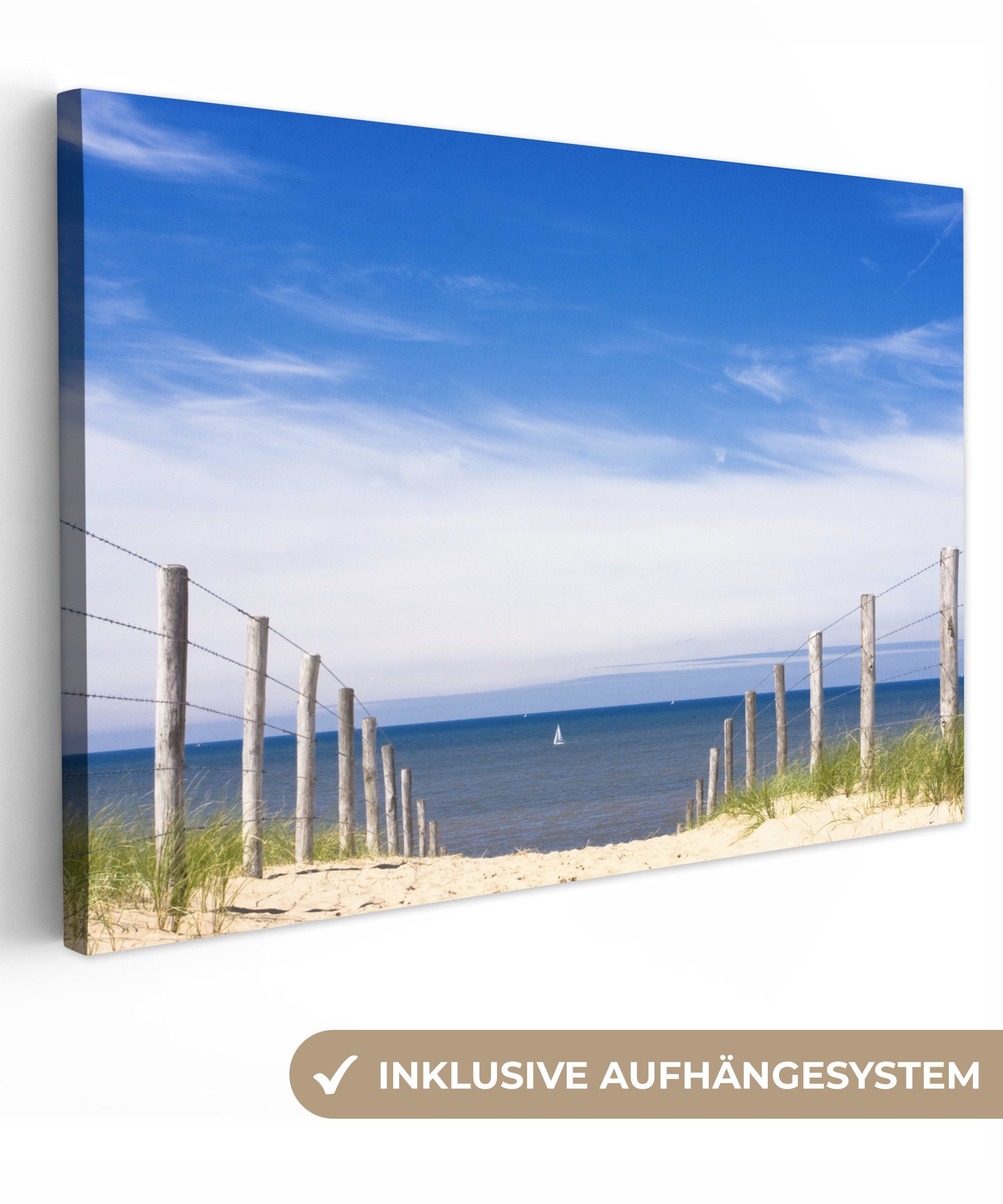 OneMillionCanvasses® Leinwandbild Meer - Wanddeko, cm Leinwandbilder, (1 Blau, - Aufhängefertig, Wandbild 30x20 St), Himmel