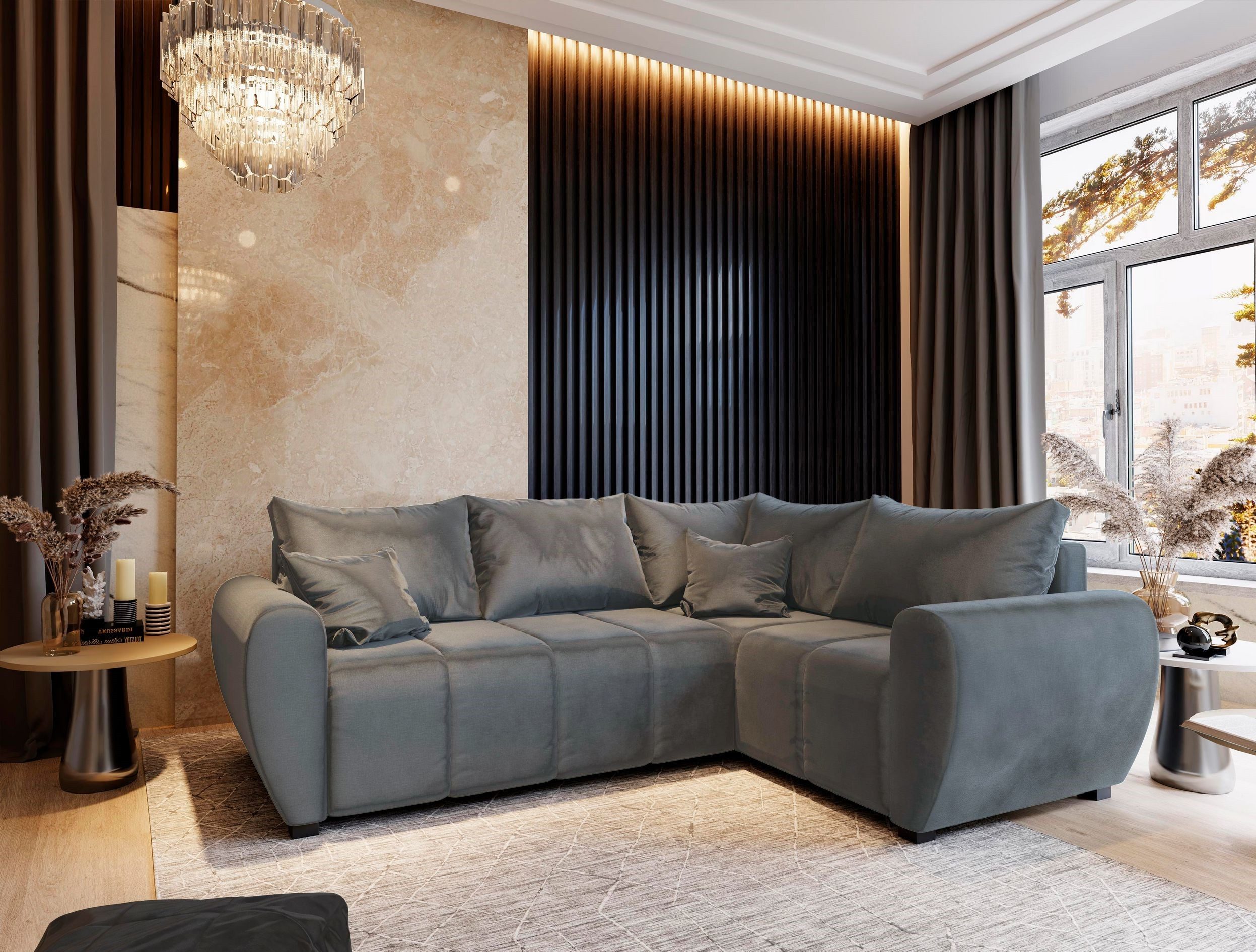 Masseno Ecksofa MADISON mit Schlaffunktion L-Form, Sofa mit Bettkasten