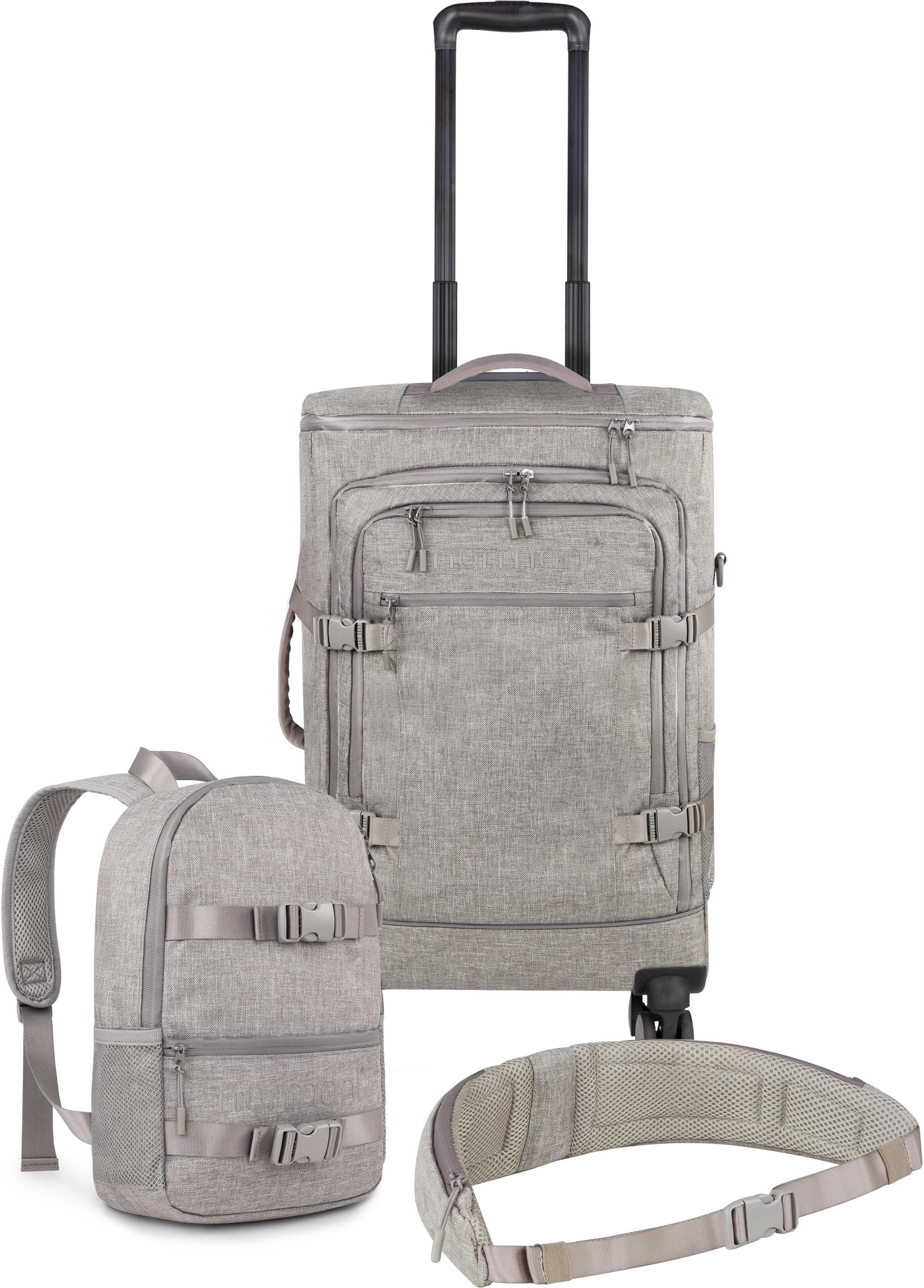 Reisetasche Reisetrolley mit kleinem 5L Rucksack und Hüftgurt